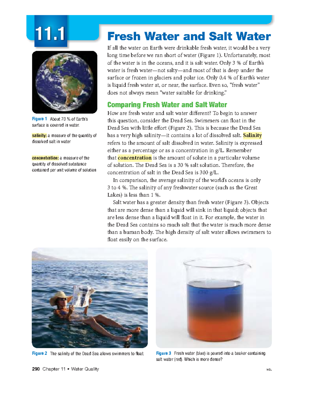 11.1 Comparing Fresh Water and Salt Water: Salinity and Density - Studocu