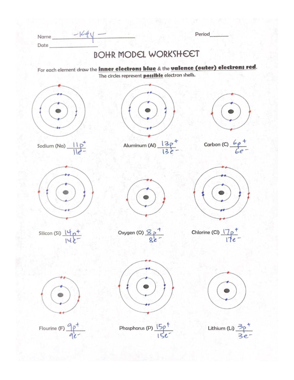 Bohr Model Worksheet Answer Key Elements and Electron Shells Studocu