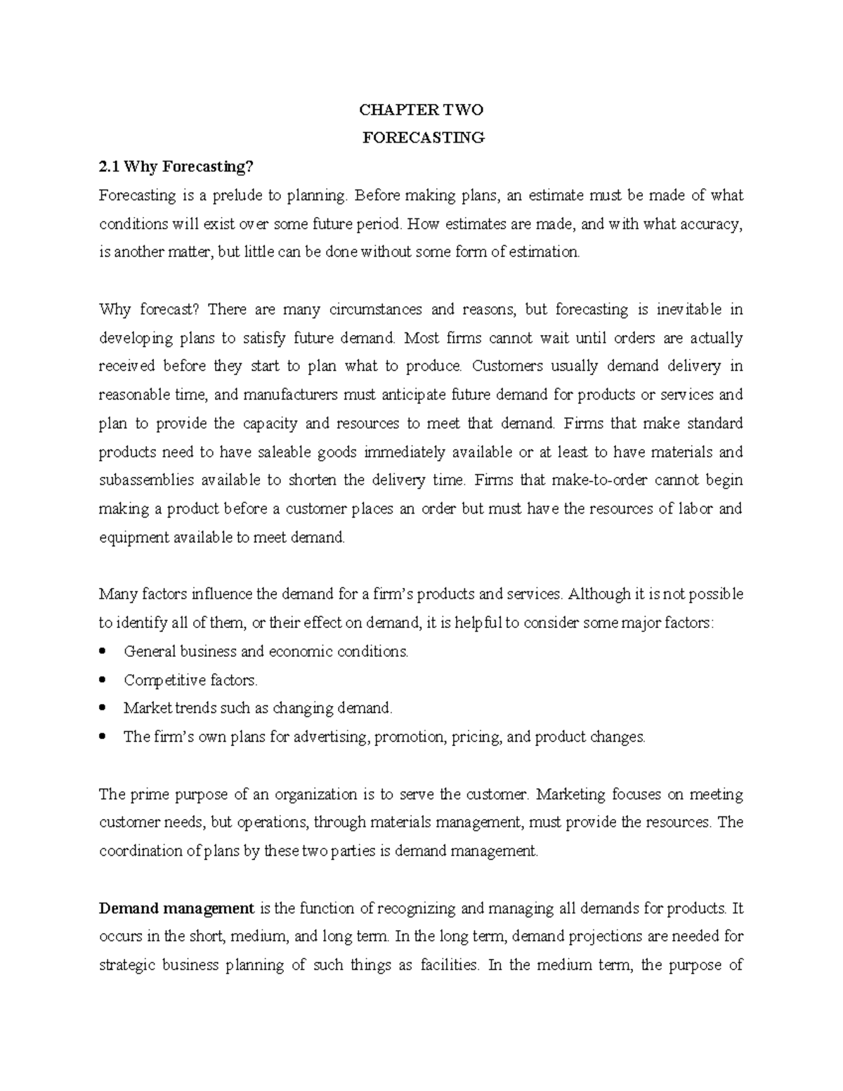CHAPTER 2: FORECASTING AND DEMAND MANAGEMENT IN INVENTORY - Studocu