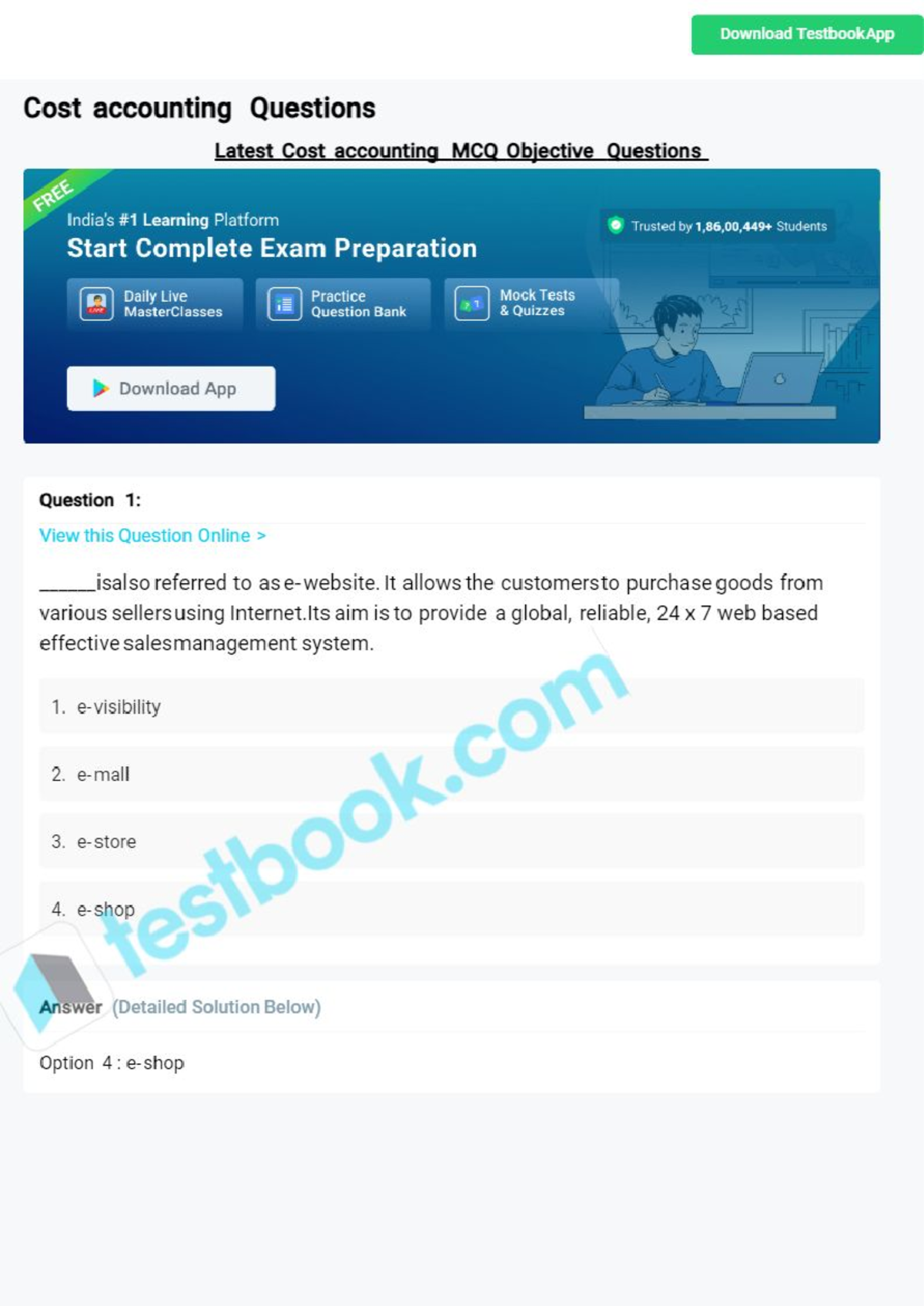 Mcq on cost accounting 5f91685823914486 e50e393e - Cost and management ...