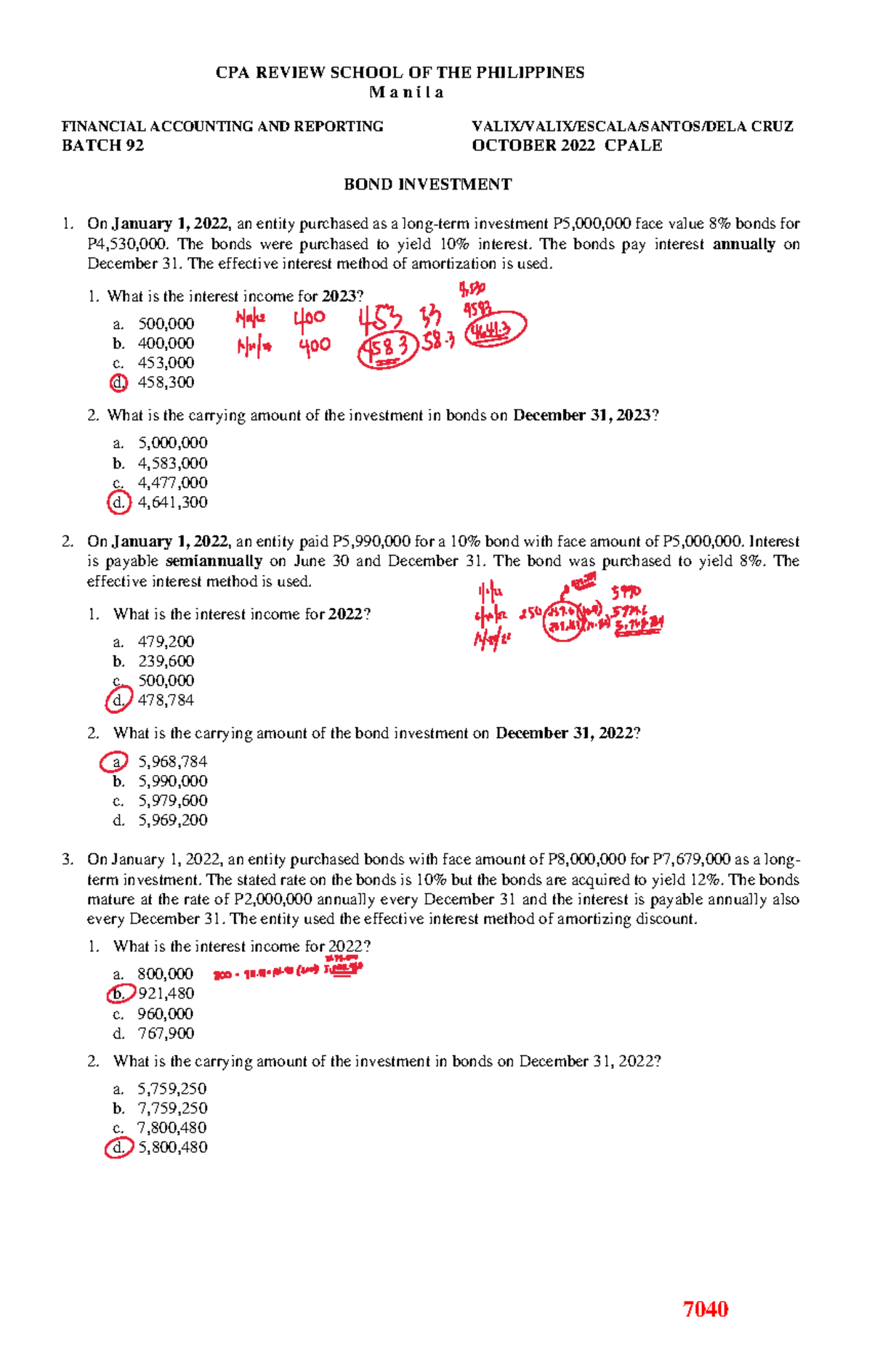7040 - CPALE Bond Investment Review Notes - October 2022 - Studocu