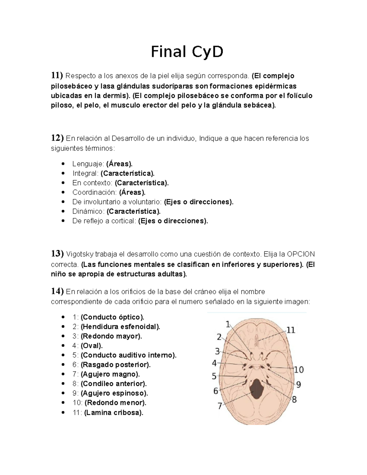 Final Cy D 2 - Examen sobre Crecimiento y Desarrollo Humano - Studocu