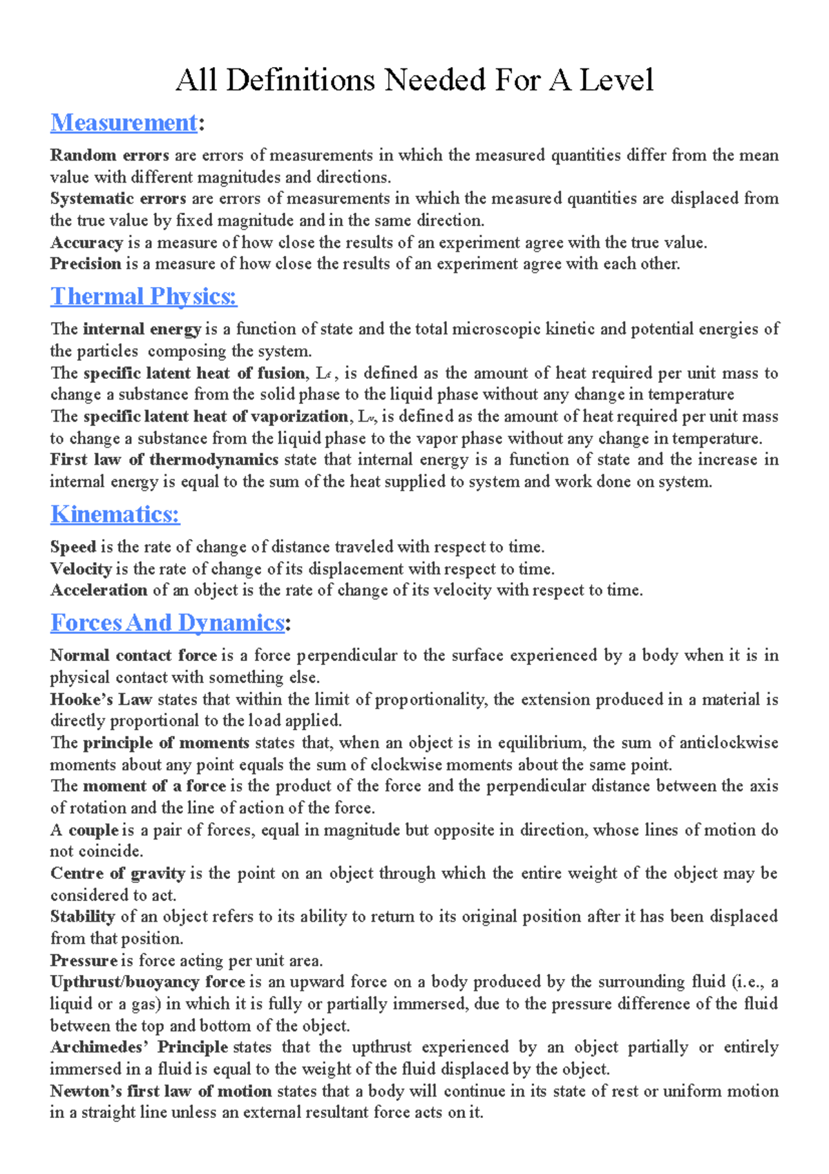 All Definitions Needed For A Level - All Definitions Needed For A Level ...