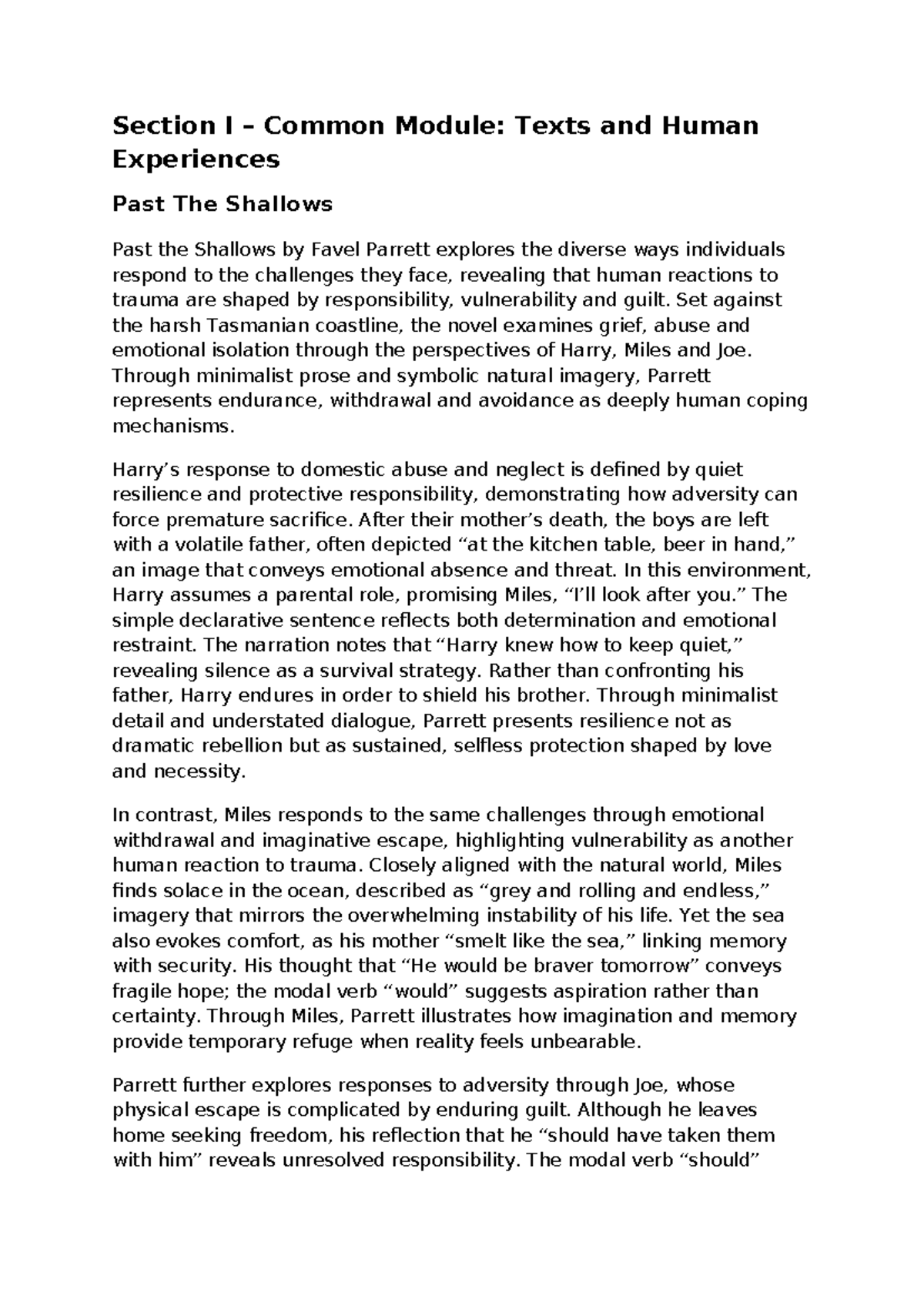 ENG101 Essay Practice: Exploring Human Experiences in "Past the ...