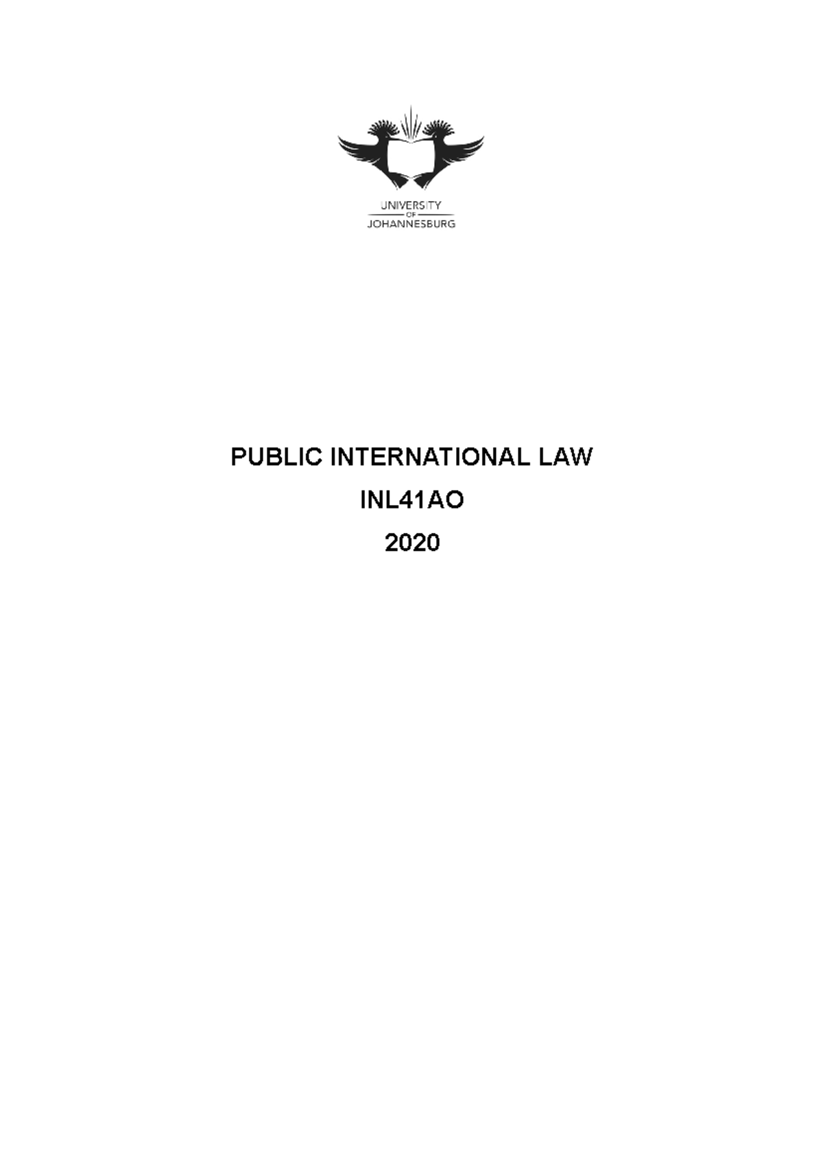 Final Exam Guide for Public International Law - INL41AO 2020 - Studocu