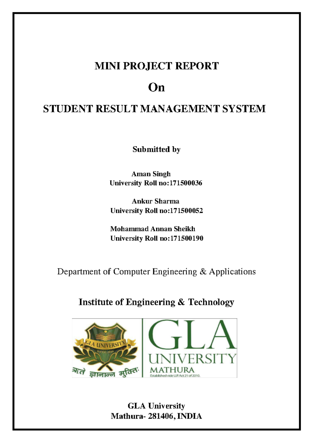Mini Project Report - No comments - Institute of Engineering ...