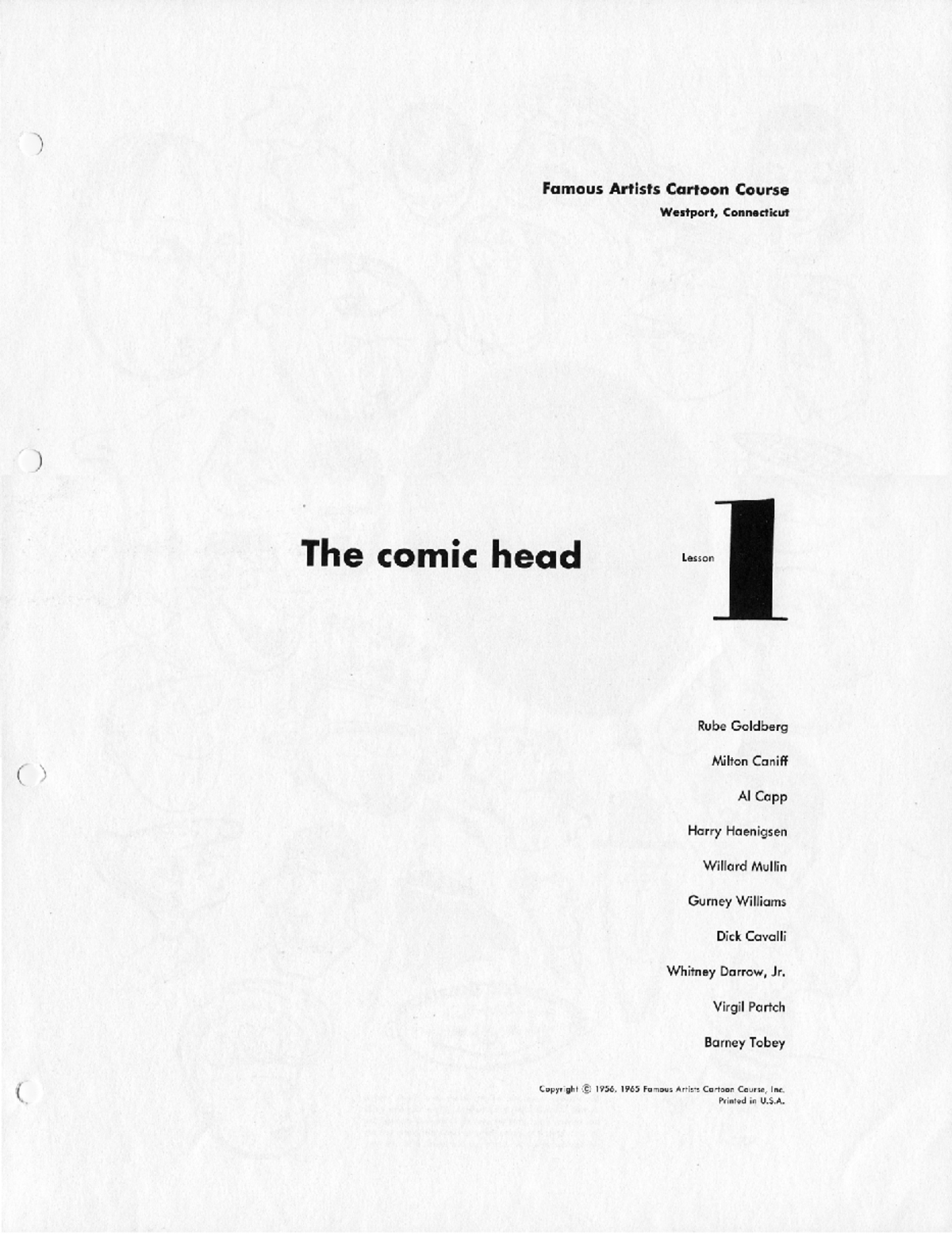 Famous Artists Cartoon Course: Lesson on Drawing Comic Heads - Studocu