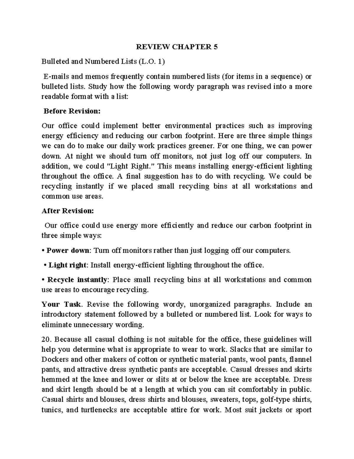 Review Chapter 5: Bulleted and numbered lists for effective ...