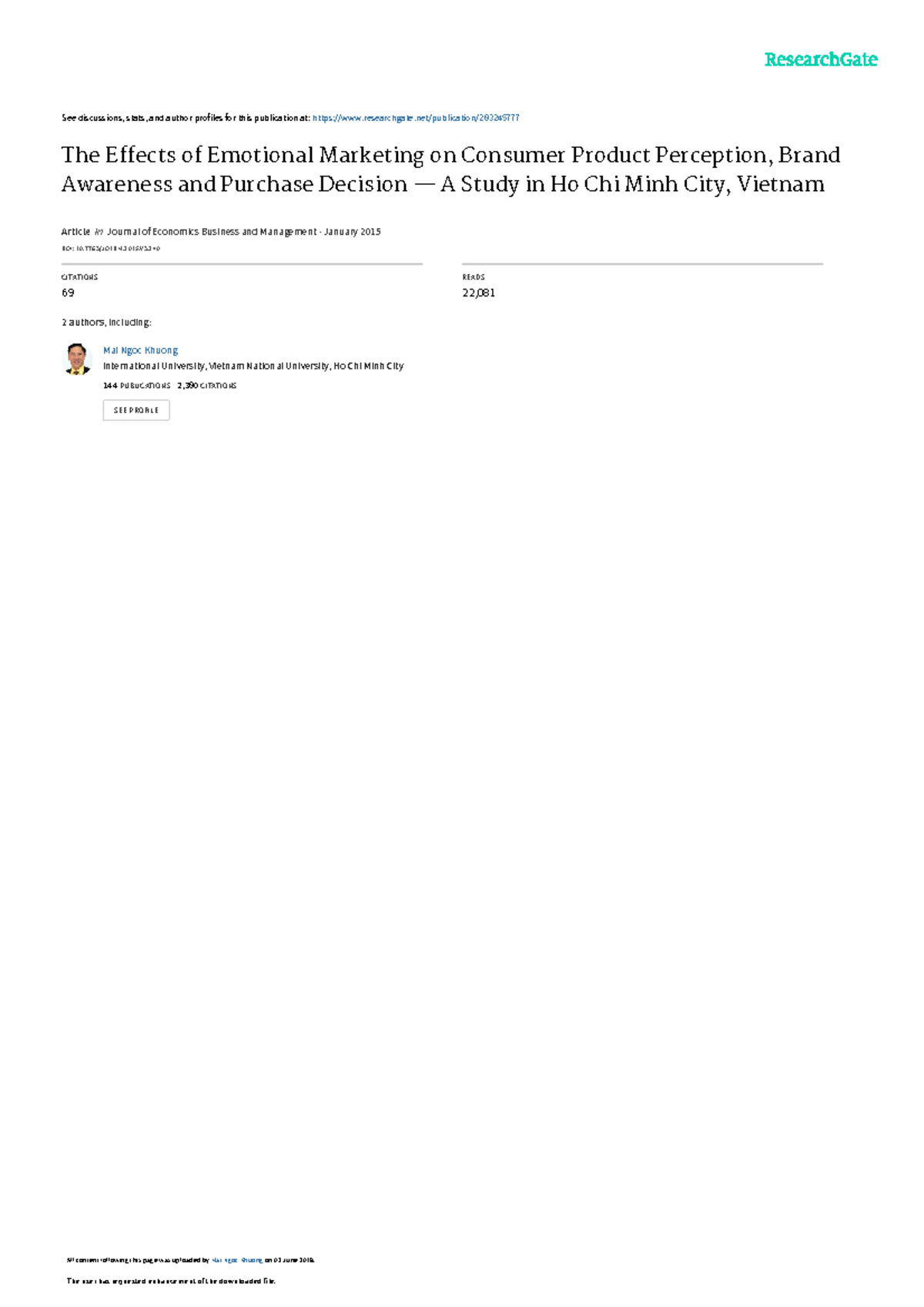 The Impact of Emotional Marketing on Consumer Behavior: A Study in HCMC ...