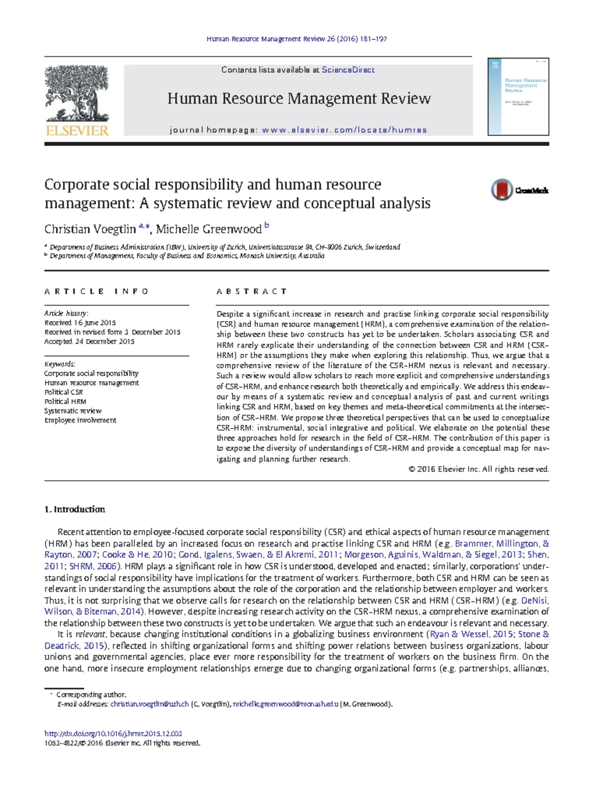SAMPJ 13(4): Systematic Review of International CSR Instruments - Studocu