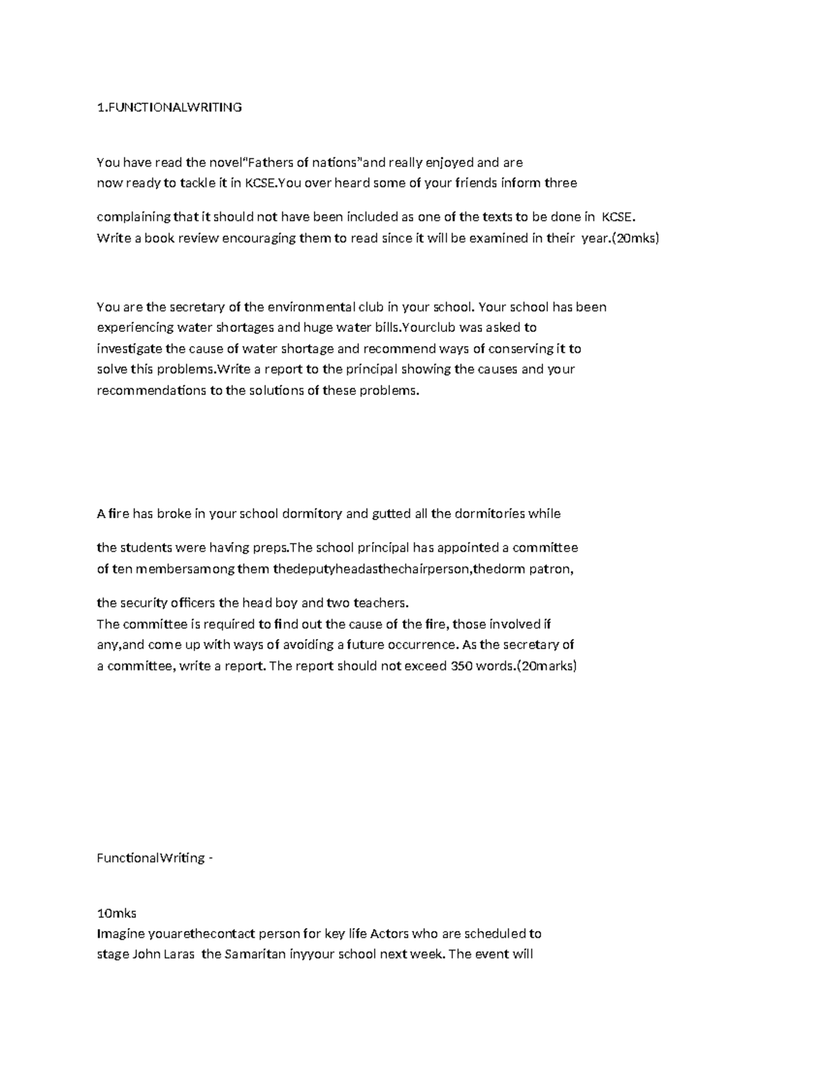1. KCSE Functional Writing Practice: Reports, Reviews & Notices - Studocu