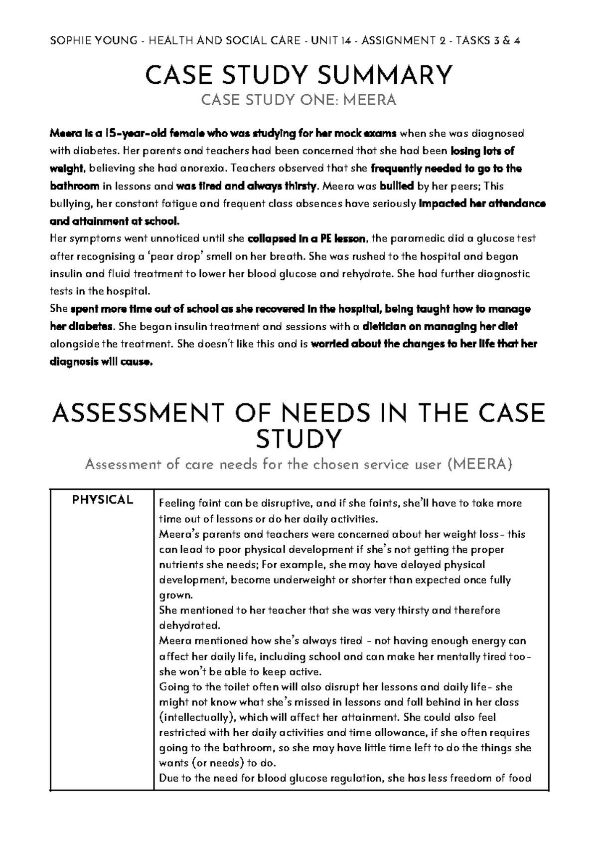 Unit 14 - Assignment 2: Task 7 - Treatment Benefits and Challenges for ...