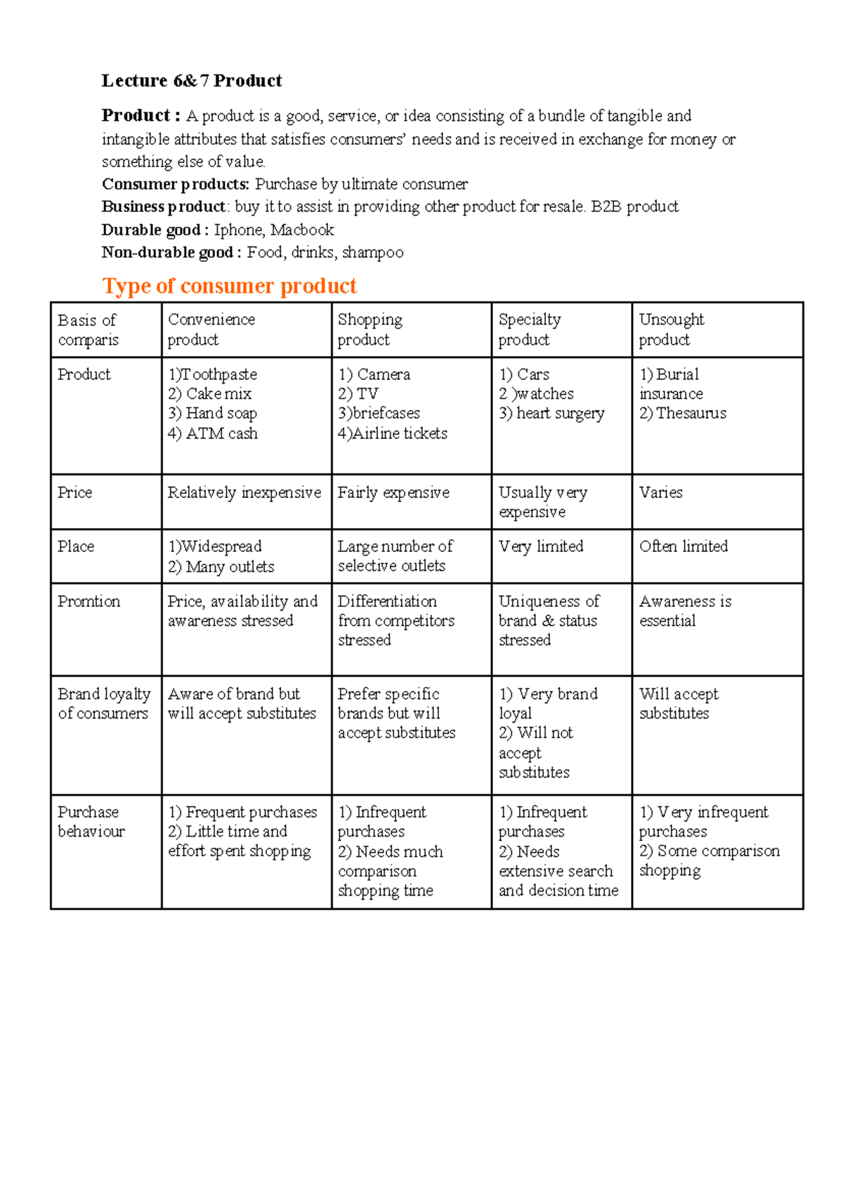 Lecture Notes on Product Concepts and Marketing Strategies (MKT101 ...