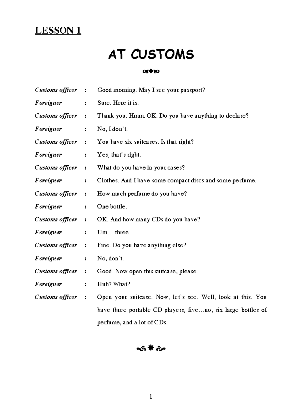223332159 Spoken English for Customs New - LESSON 1 AT CUSTOMS Customs ...