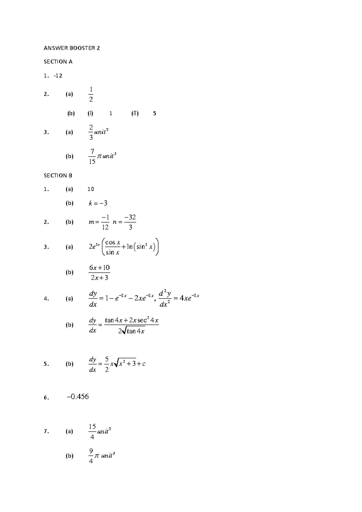 Final Answer Booster 2: Math Solutions and Explanations - Studocu