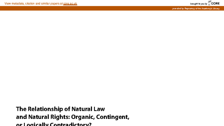 The Relationship of Natural Law and Natural Rights: A Critical Analysis ...