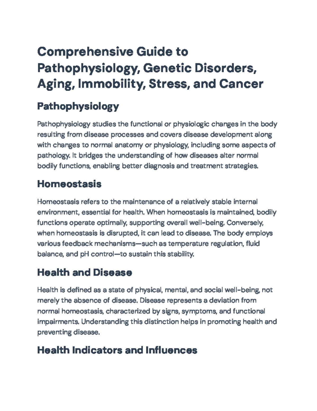 Comprehensive Overview of Pathophysiology and Genetic Disorders - Studocu