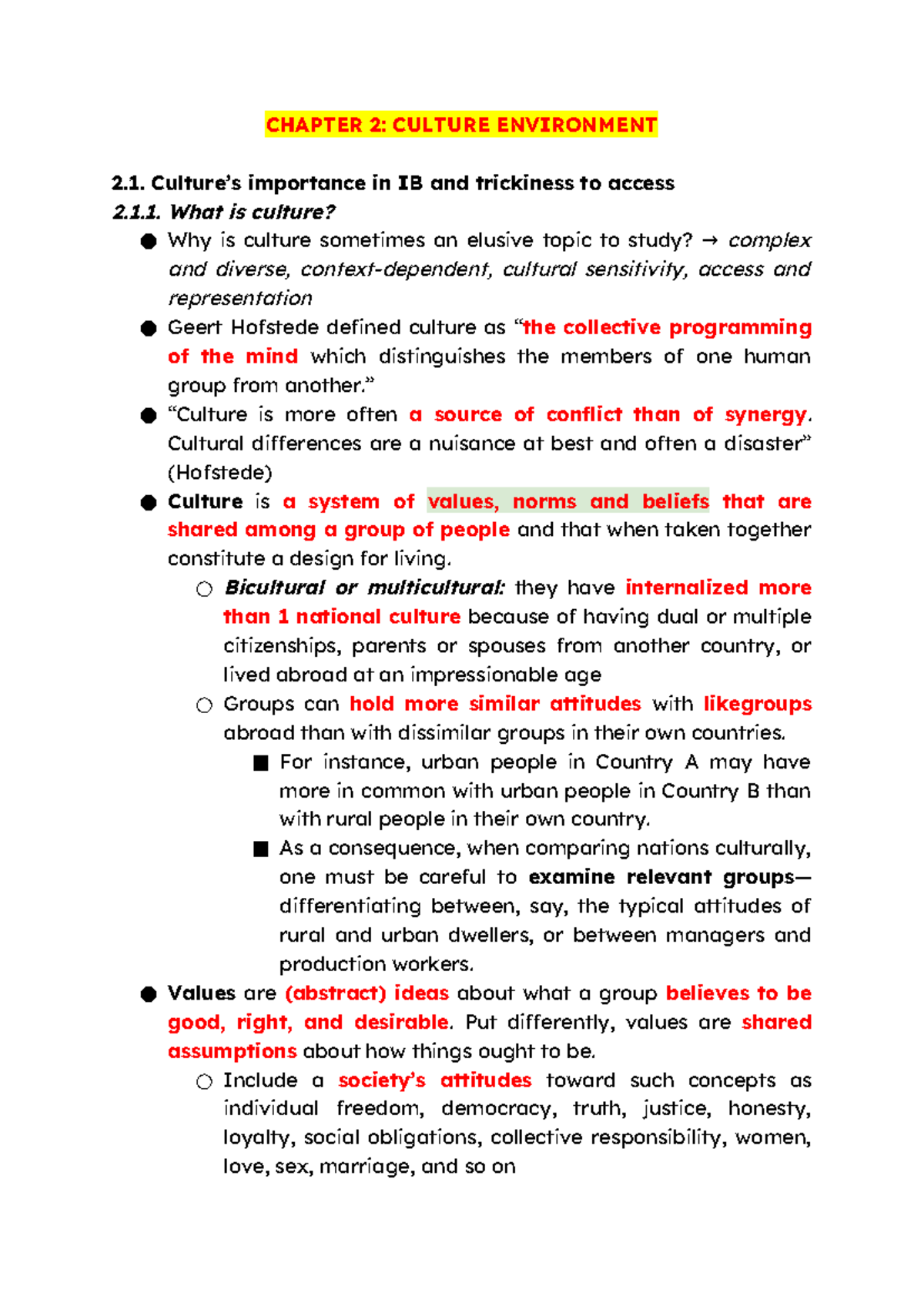 CHAPTER 2: CULTURE ENVIRONMENT IN IB - IMPORTANCE & CHALLENGES - Studocu