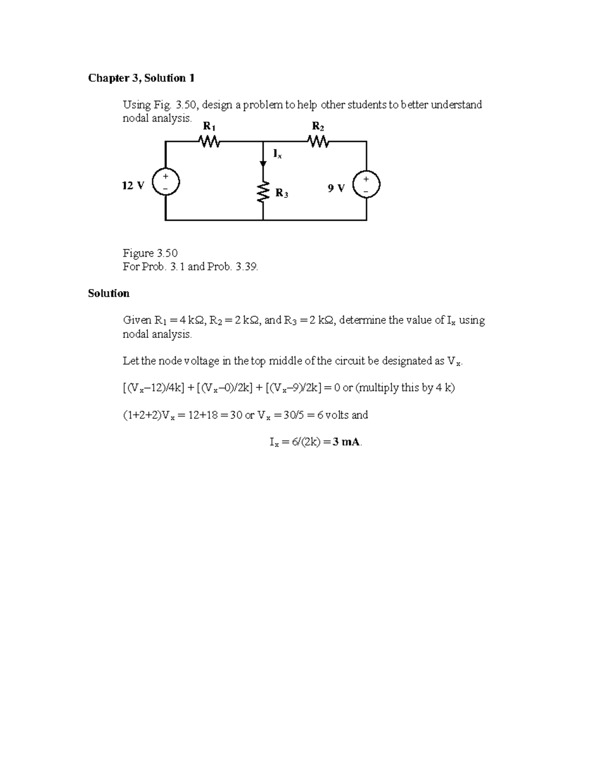 Chapter 3 - Solutions for Nodal Analysis Problems in Elec. Circuits ...