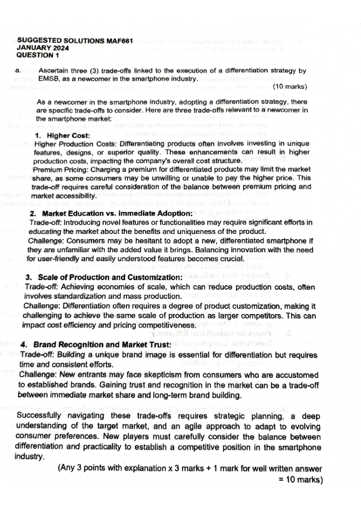 JANUARY 2024 SUGGESTED PYQ - ####### SUGGESTED SOLUTIONS MAF ...
