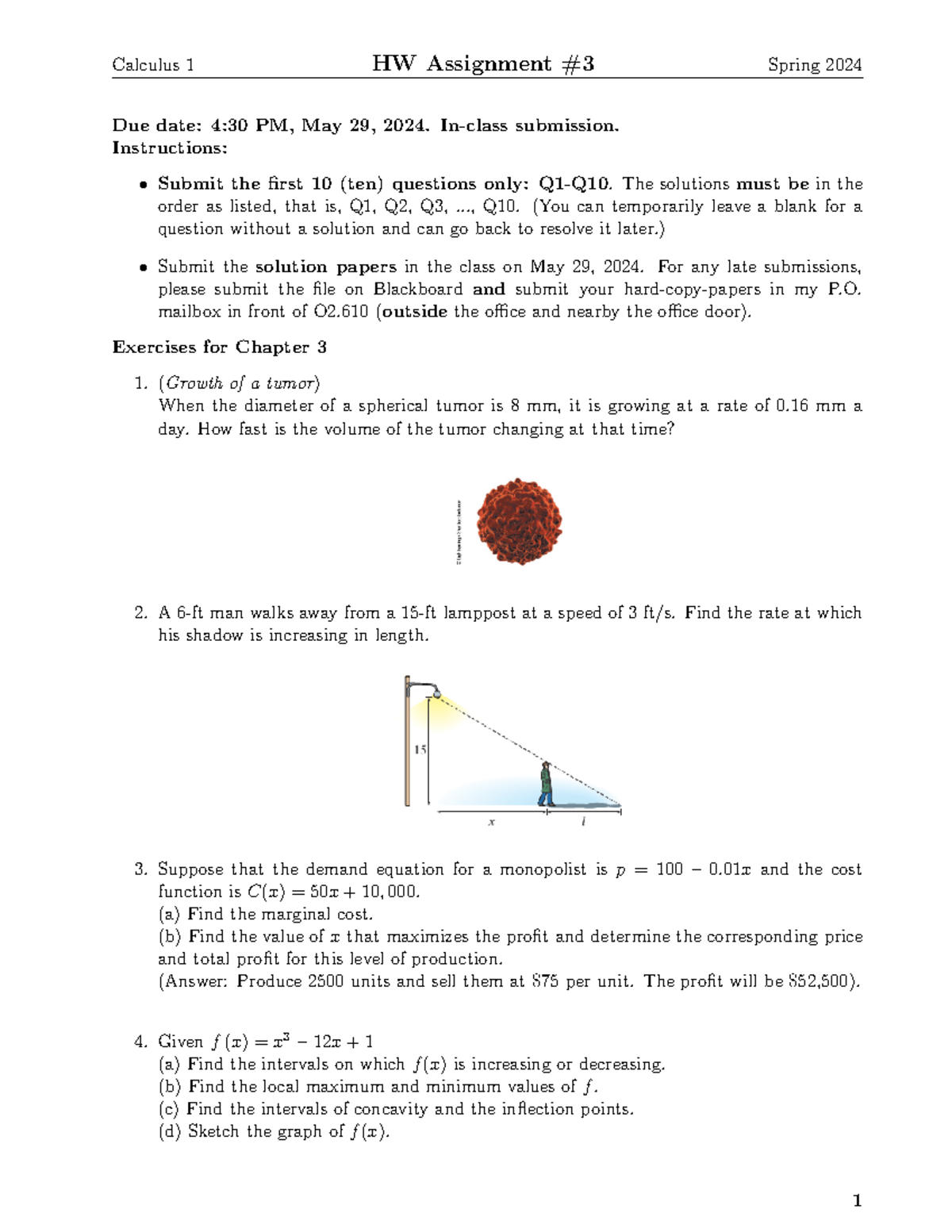 HW Assignment 3 Due May 29 2024(2) - Due date: 4:30 PM, May 29, 2024 ...