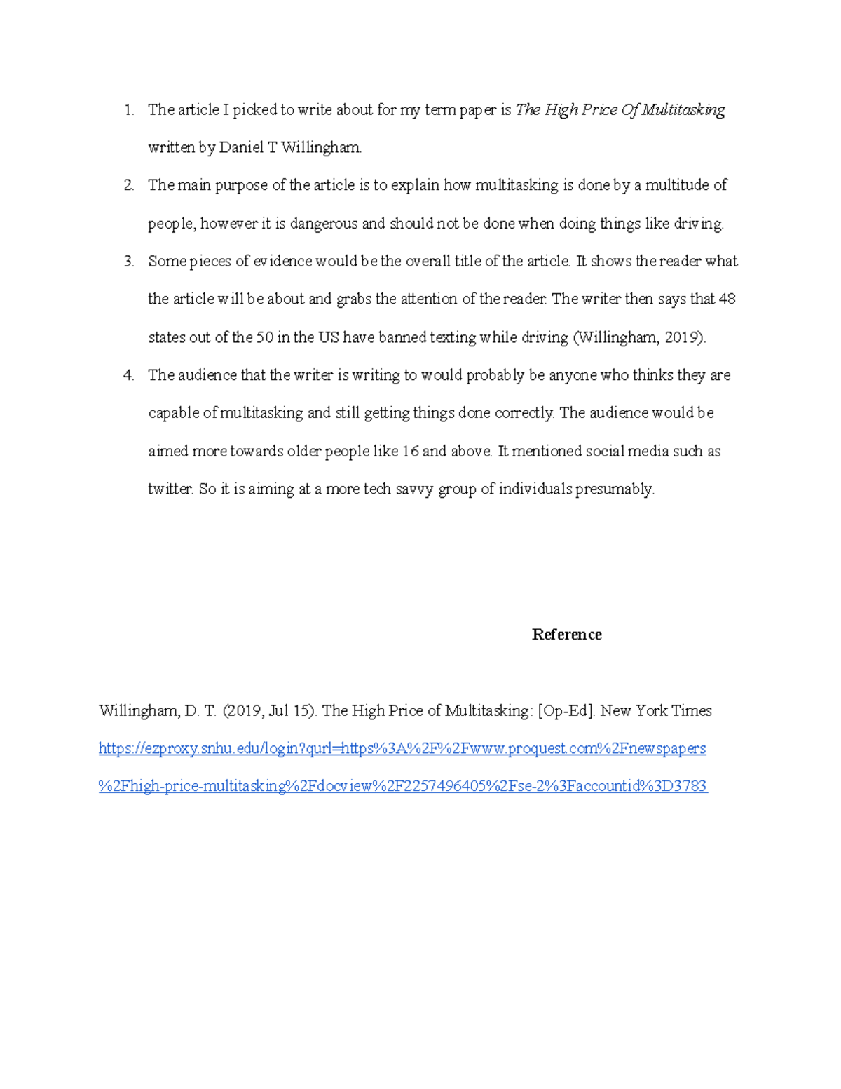 ENG Module 1 Assignment - Analysis of Multitasking Risks - Studocu