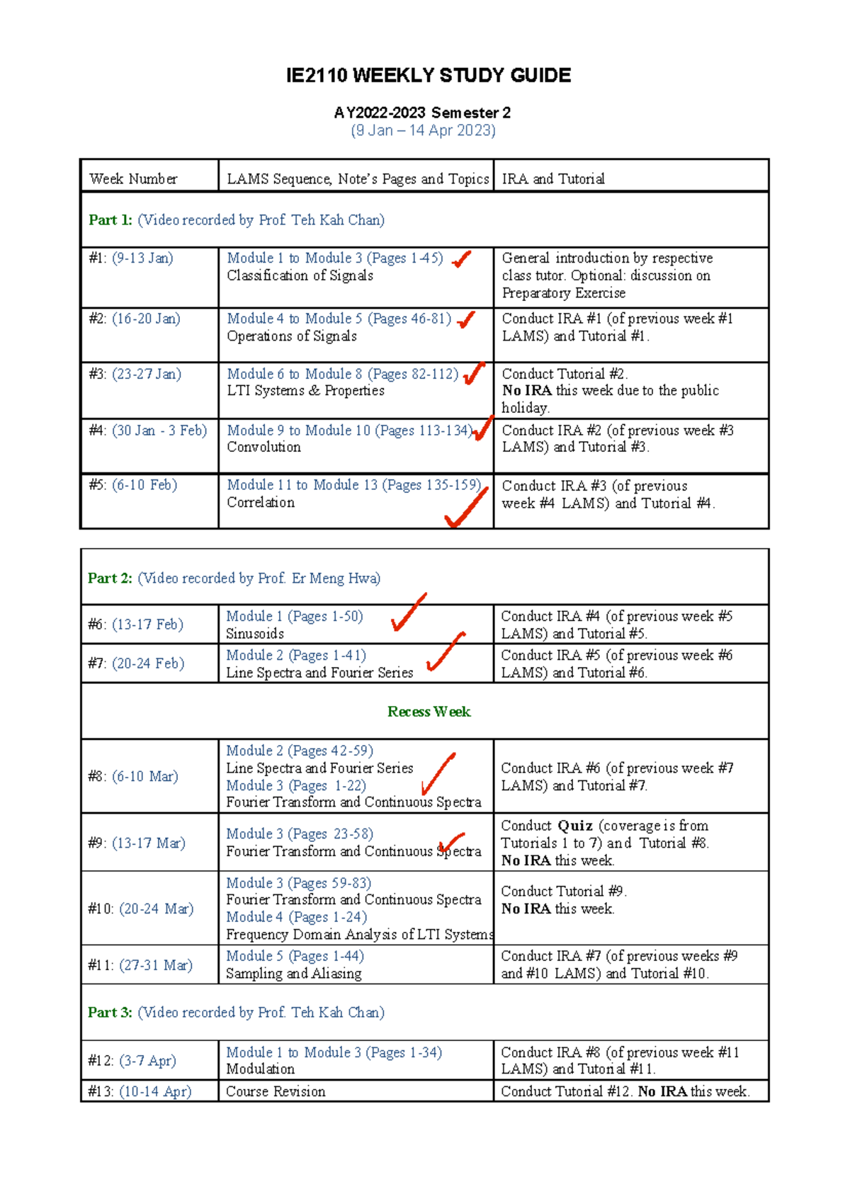 Weekly Study Guide for Students - IE2110 WEEKLY STUDY GUIDE ...