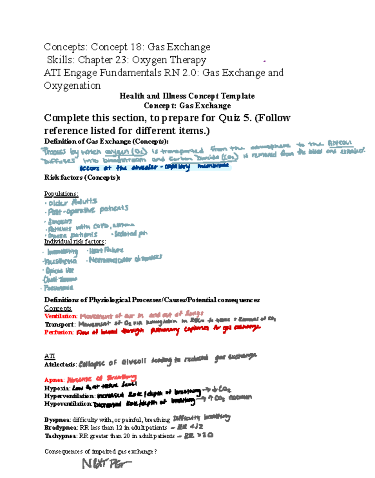 Gas Exchange and Oxygen Therapy: Quiz 5 Prep for ATI Engage RN 2.0 ...