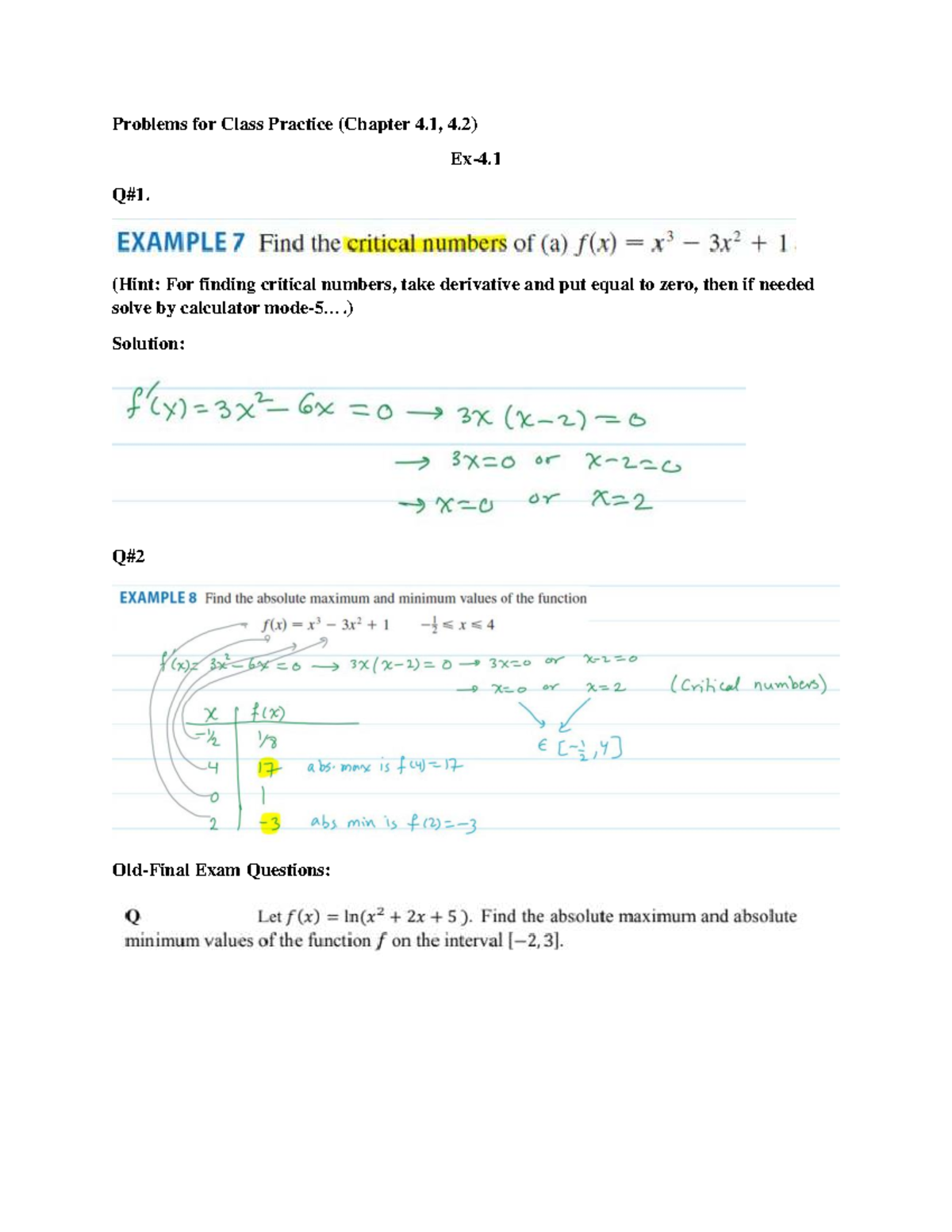Problems for Class Practice (4.1, 4 - Finite calculus - Problems for ...