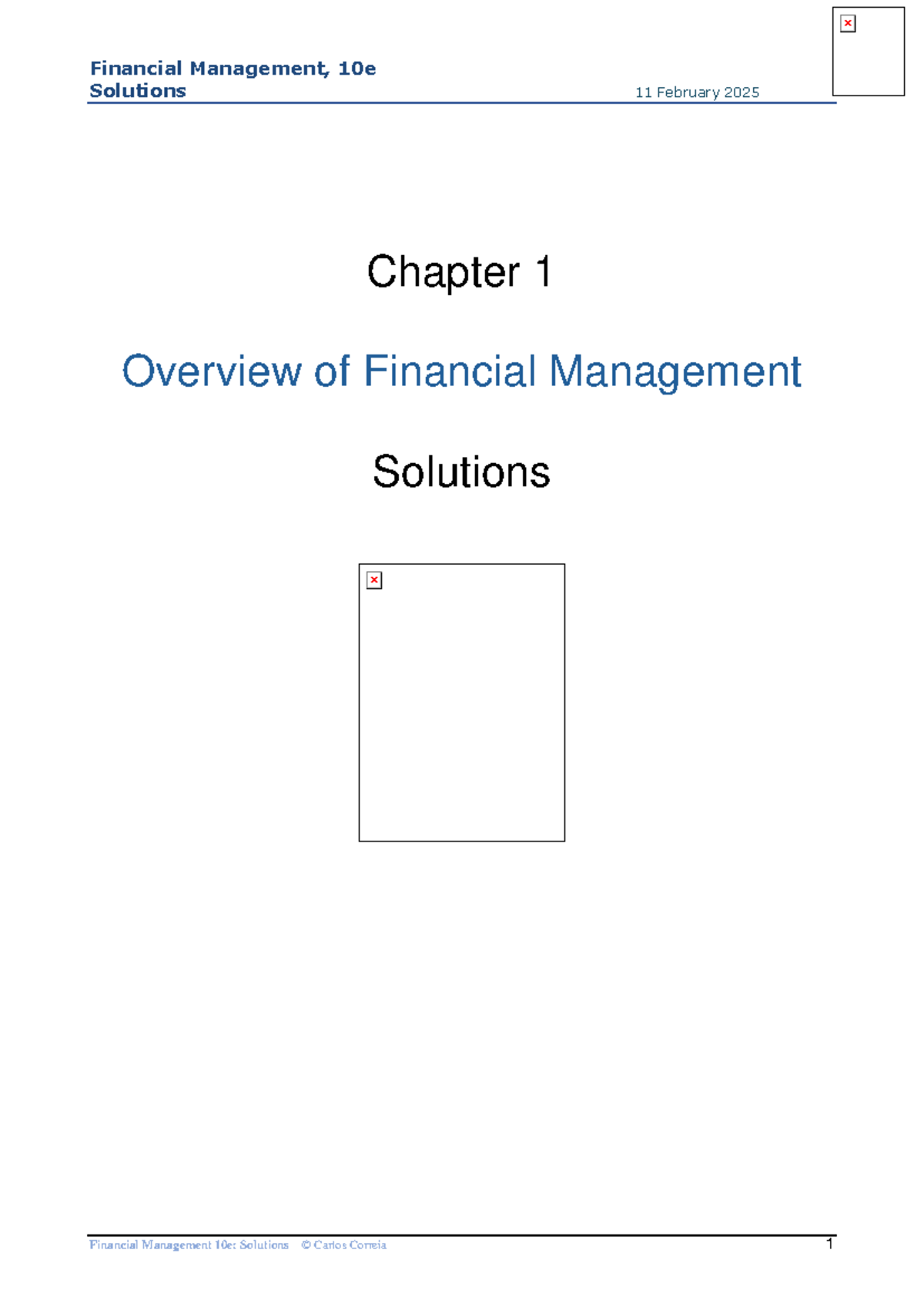 Financial Management 10e: Chapter 1 Overview & Key Concepts Solutions ...