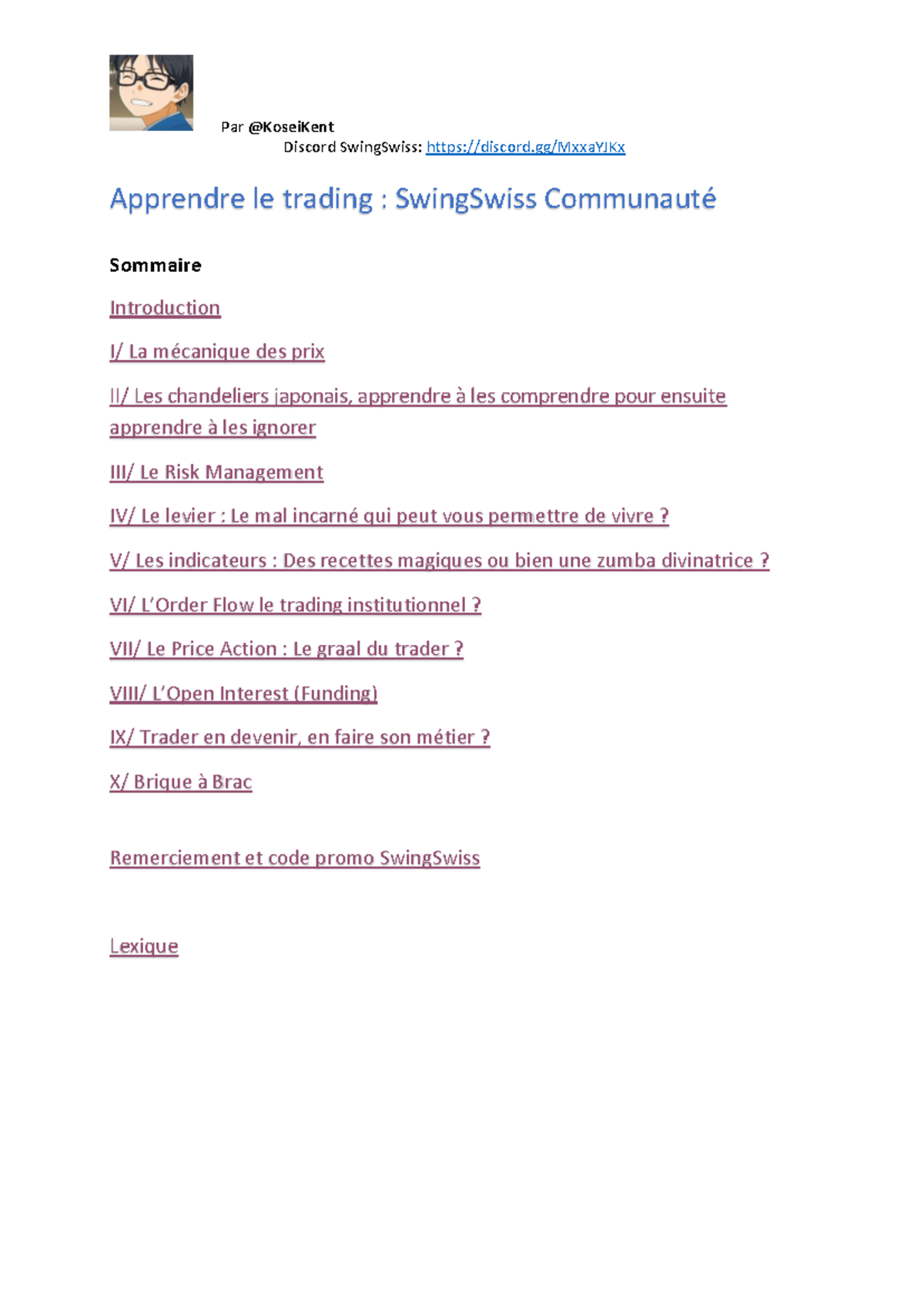 Apprendre le Trading avec SwingSwiss : Guide Complet et Ressources - Studocu