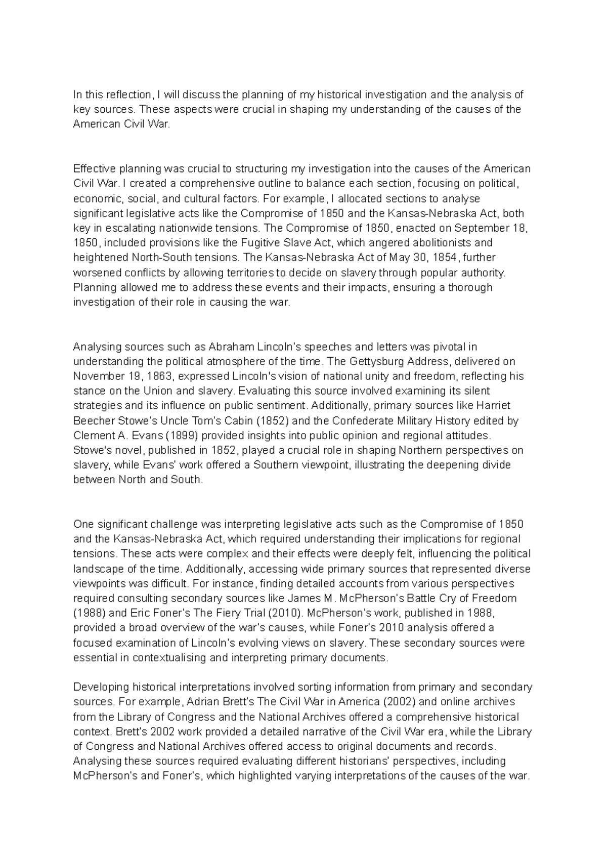 Written Reflection - In this reflection, I will discuss the planning of ...