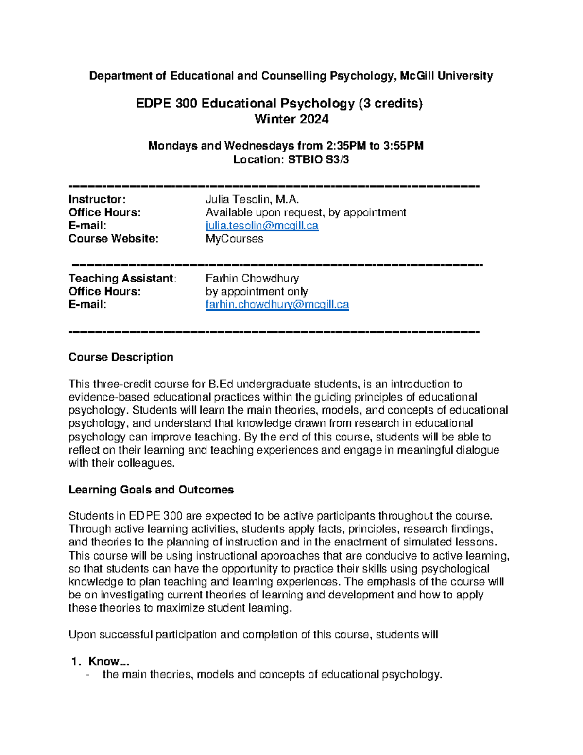 EDPE 300 Educational Psychology Course Syllabus - Winter 2024 - Studocu