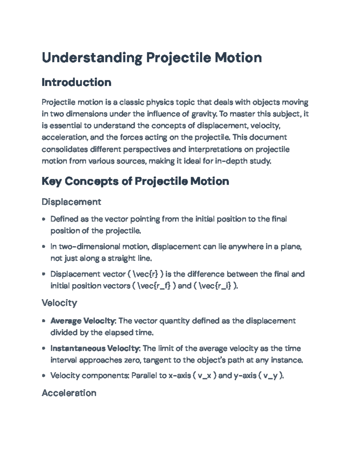 Understanding Projectile Motion: Key Concepts and Applications ...