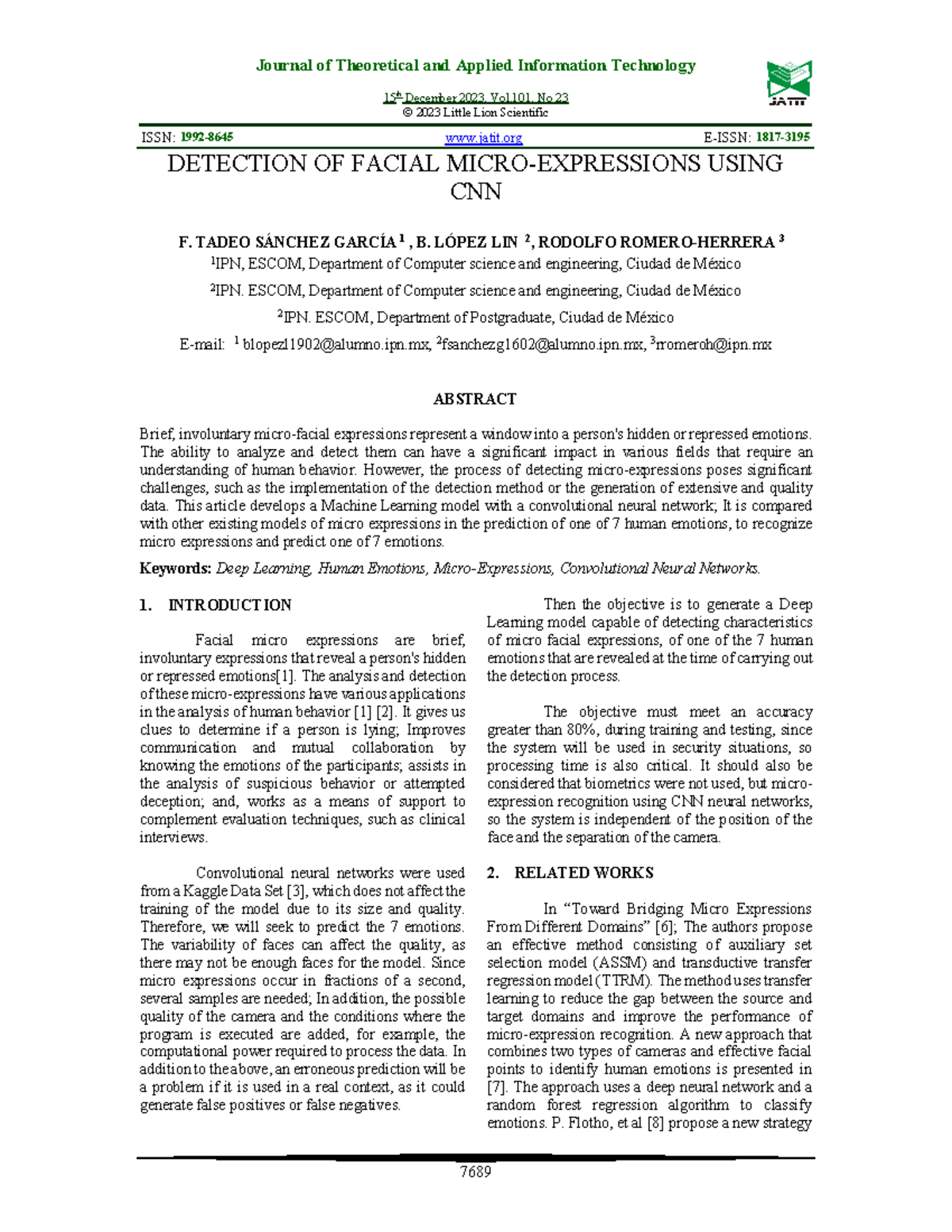 Detecting Micro-Facial Expressions Using CNN: Insights & Analysis - Studocu