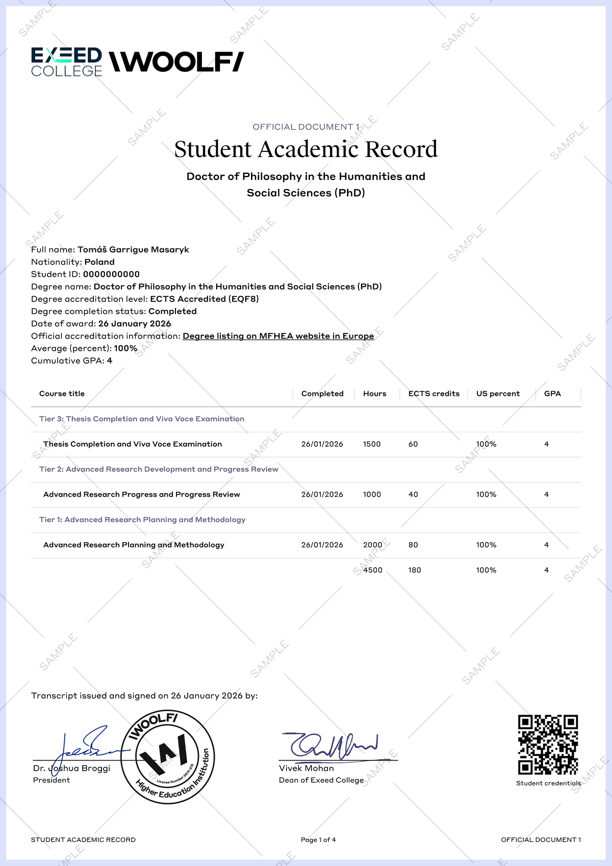 PhD Transcript Sample: Humanities & Social Sciences (2026) - Studocu