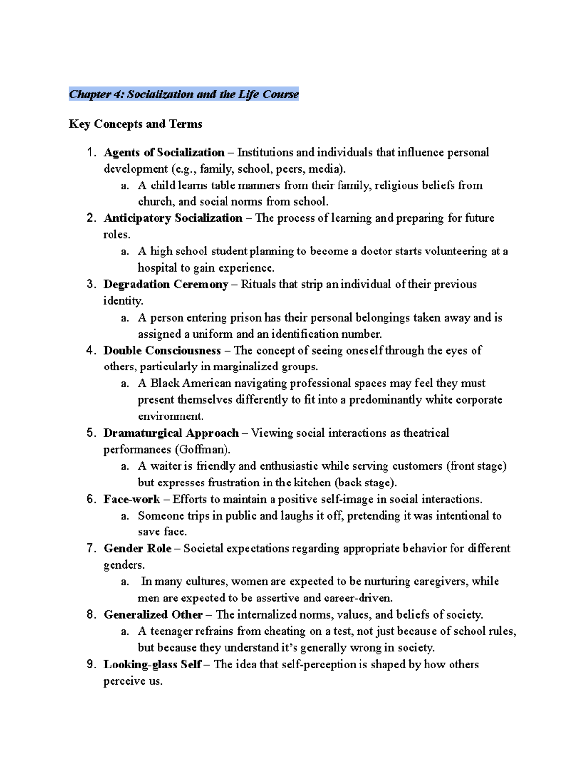 SOC 1 Exam 2 Study Guide: Socialization, Key Concepts & Media Theory ...