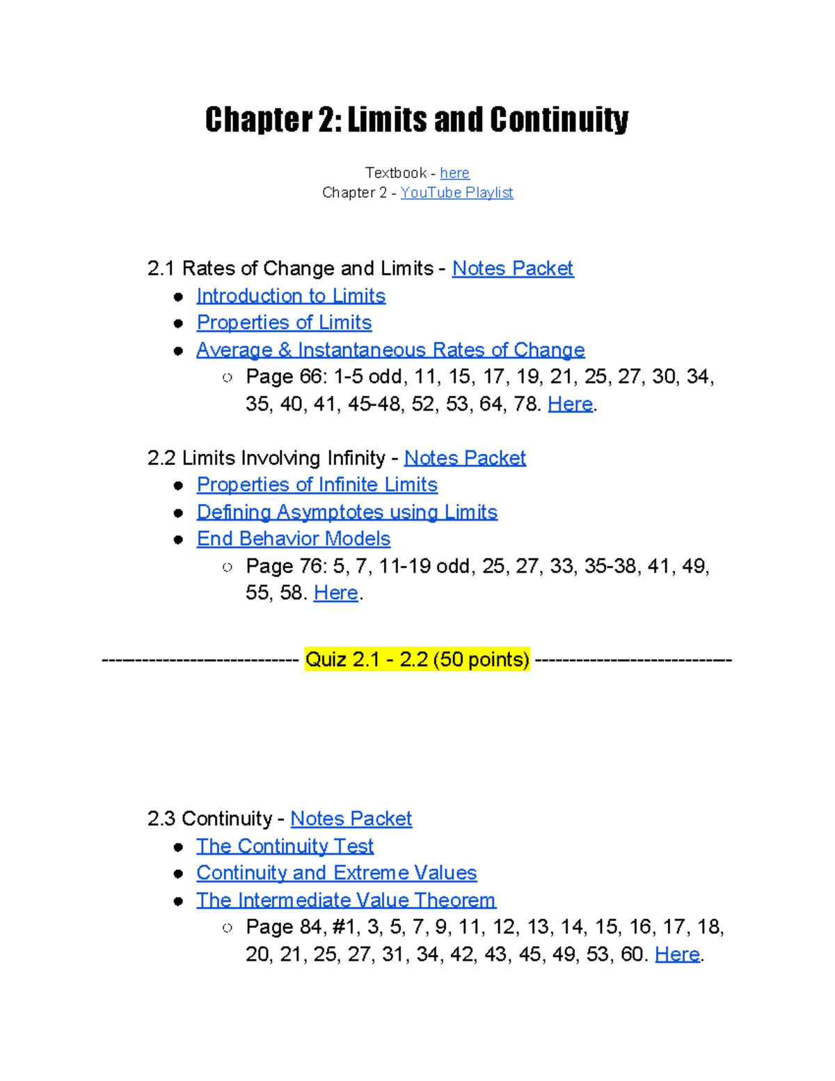 Chapter 2: Limits and Continuity Notes & Resources - Studocu