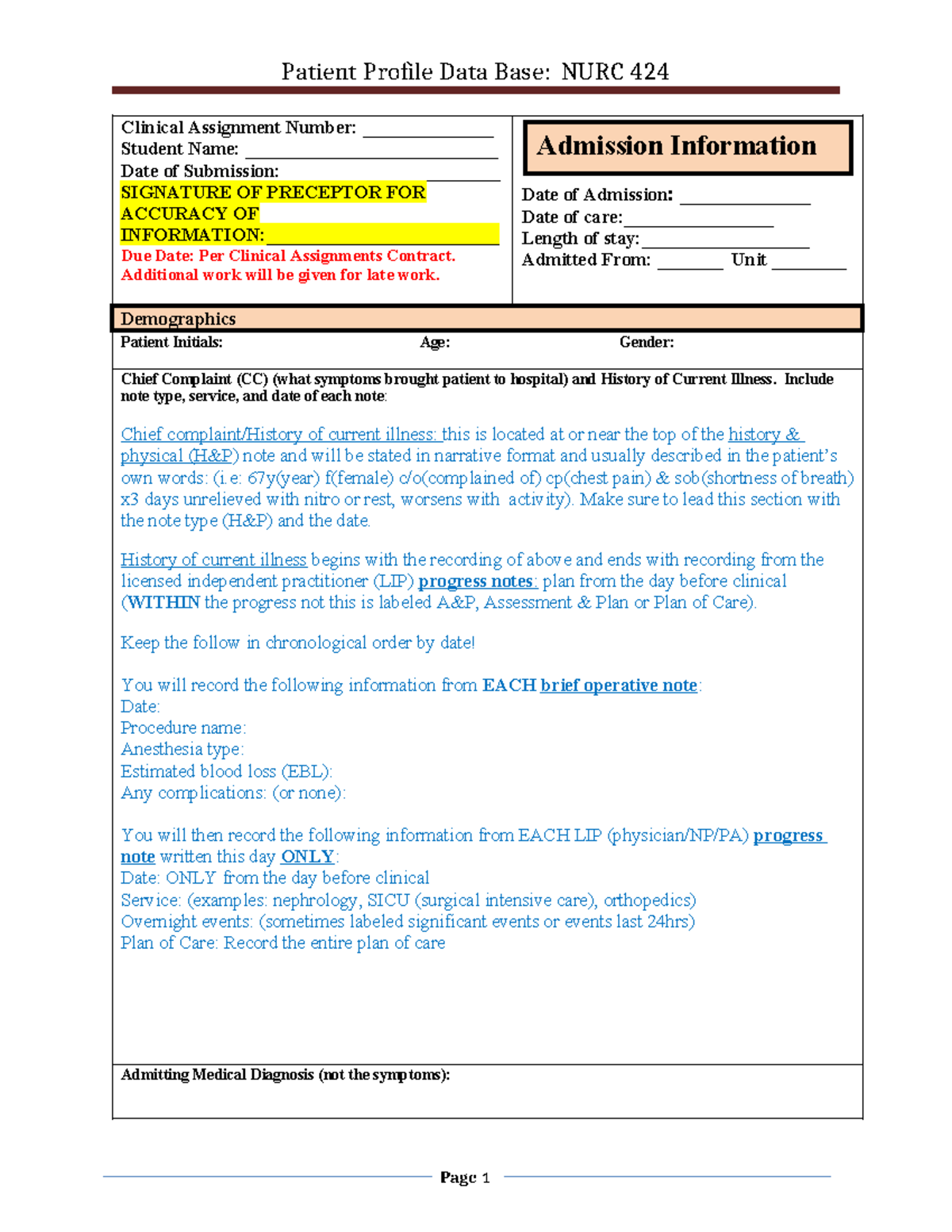 Patient Data Profile Guide - Clinical Assignment Number ...