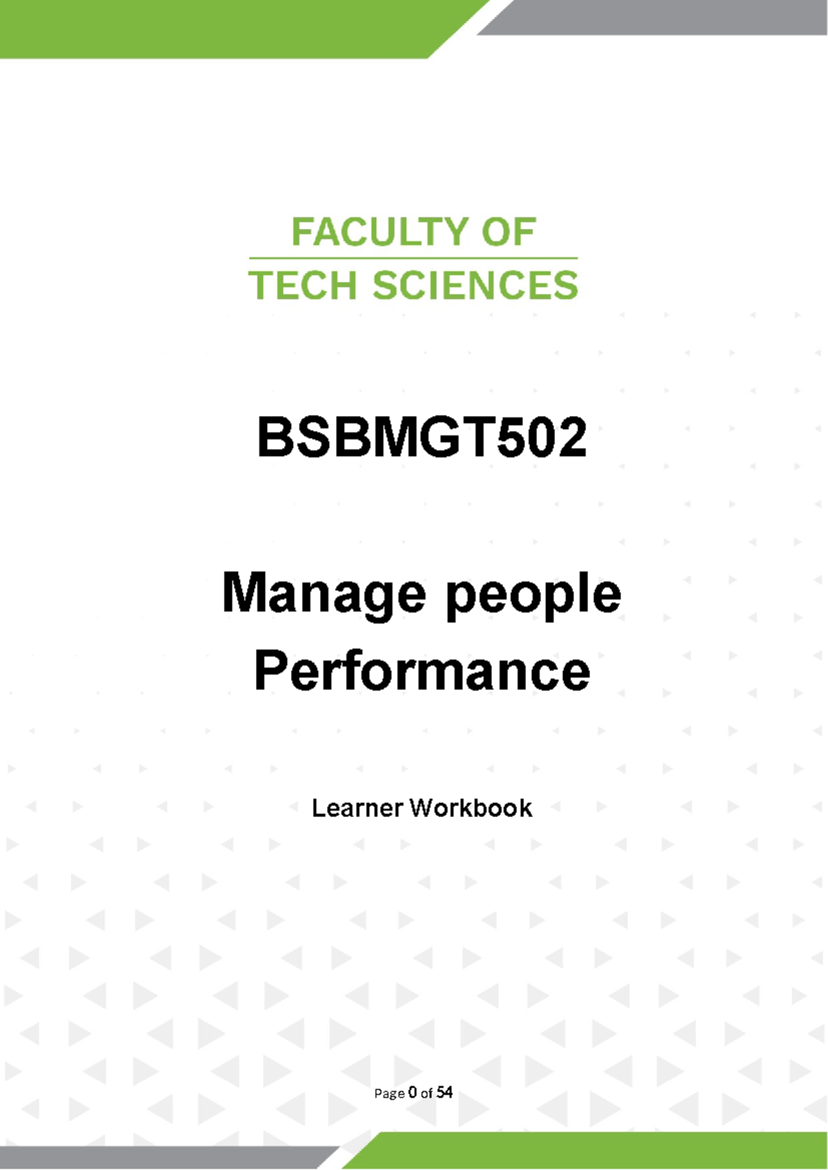 BSBMGT502 Manage People Performance: Learner Workbook & Activities ...
