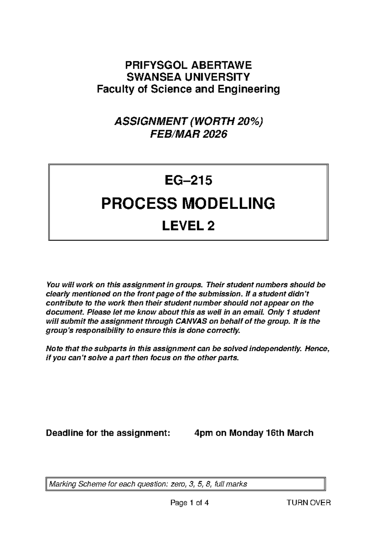 Process Modelling Assignment (2026) - Group Work Guidelines - Studocu