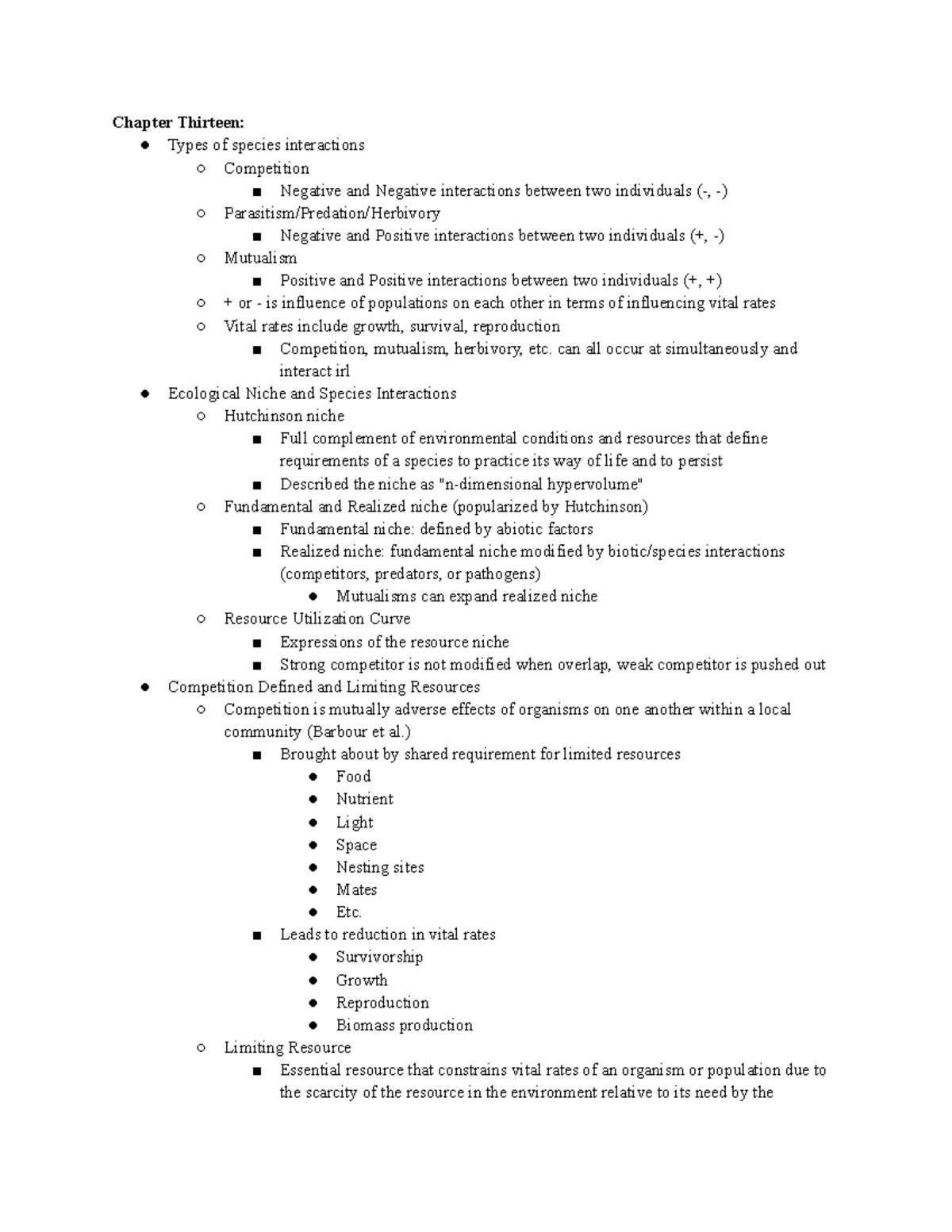 BIOL 414 Exam III Notes - Chapter Thirteen: Types of species ...
