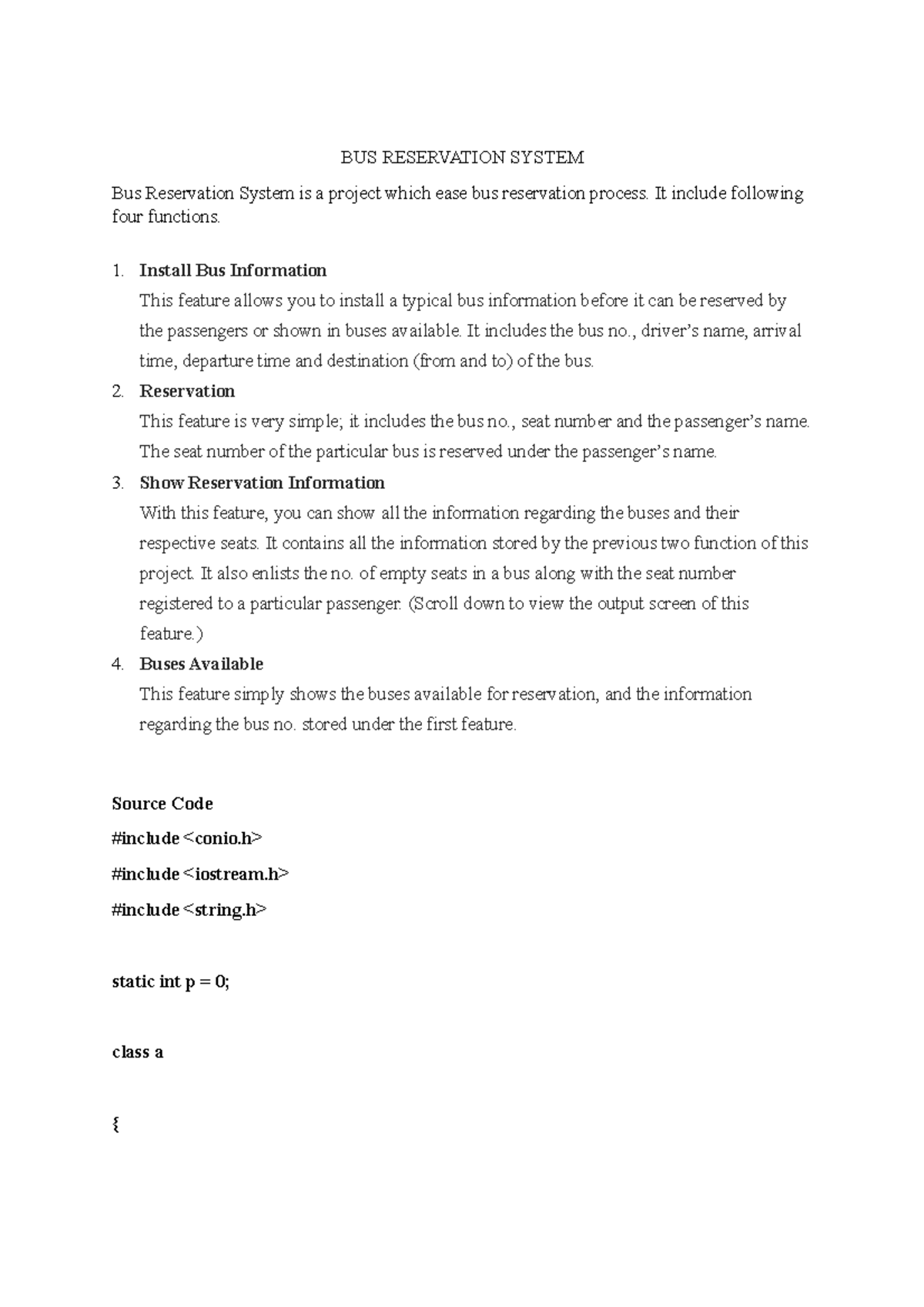 OOP Project: BUS RESERVATION SYSTEM Implementation Guide - Studocu