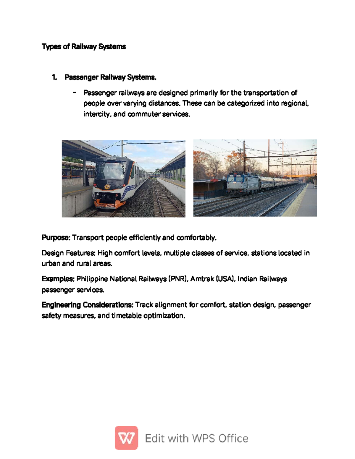 Types of Railway Systems: Passenger, Freight, Light Rail & Metro - Studocu