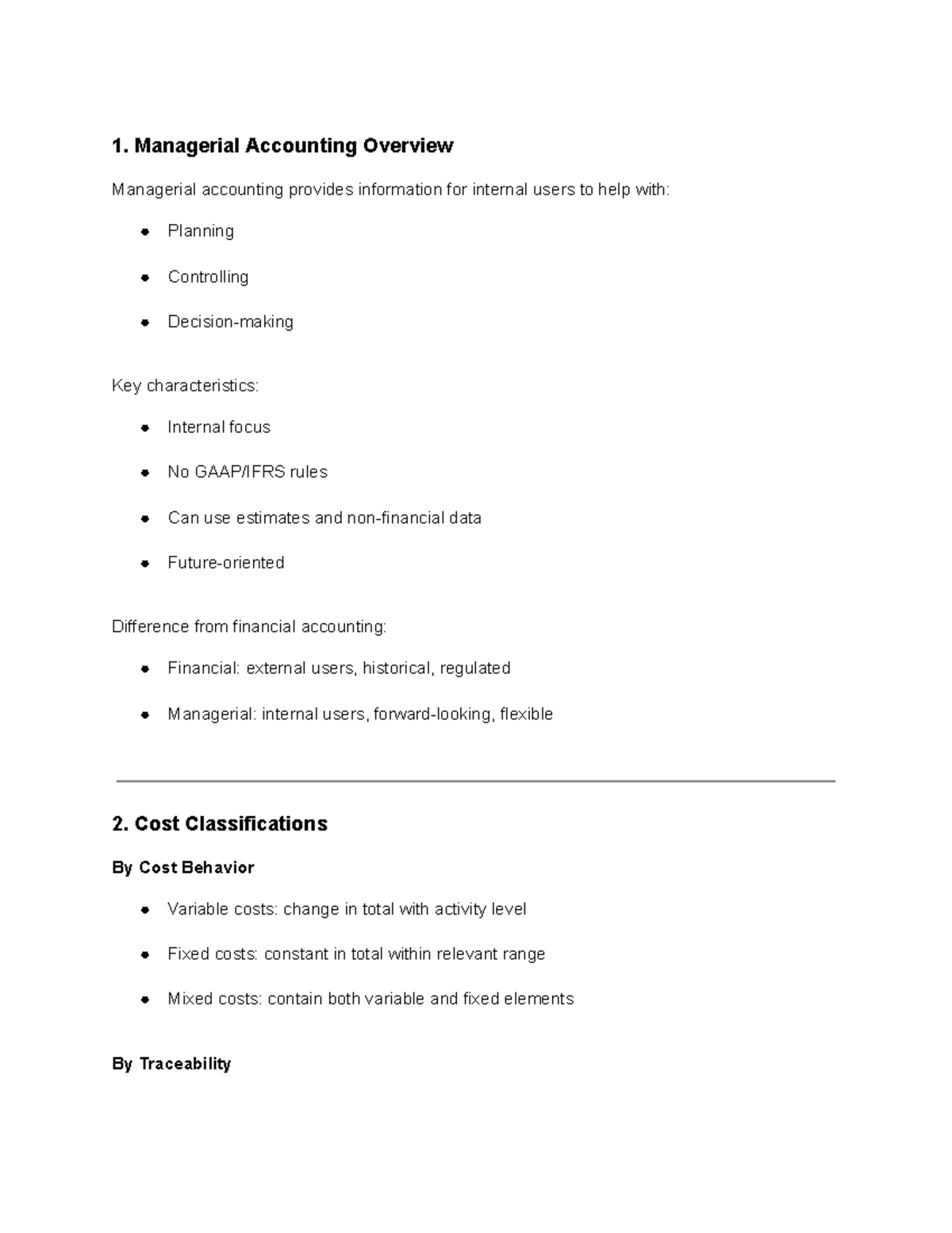 CACC 406 - Managerial Accounting Overview and Key Concepts Notes - Studocu