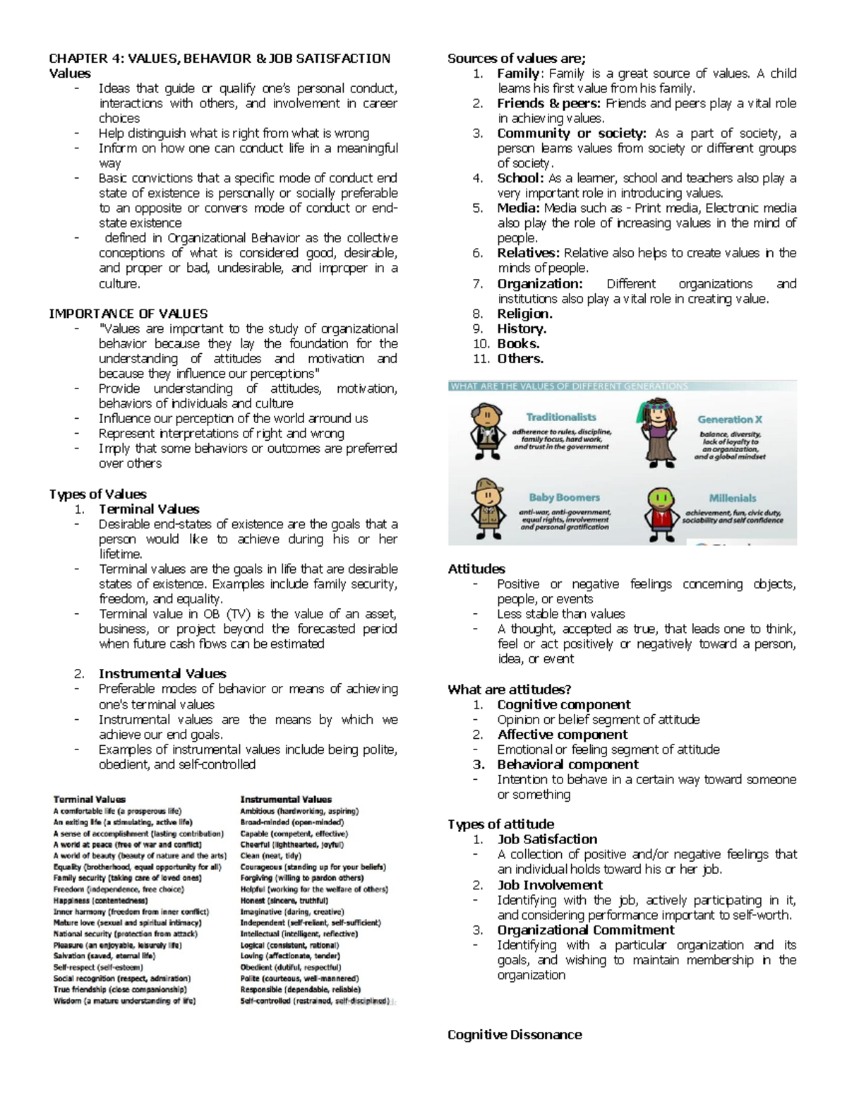 HUMAN BEHAVIOR LECTURE NOTES: VALUES, ATTITUDES, AND MOTIVATION - Studocu