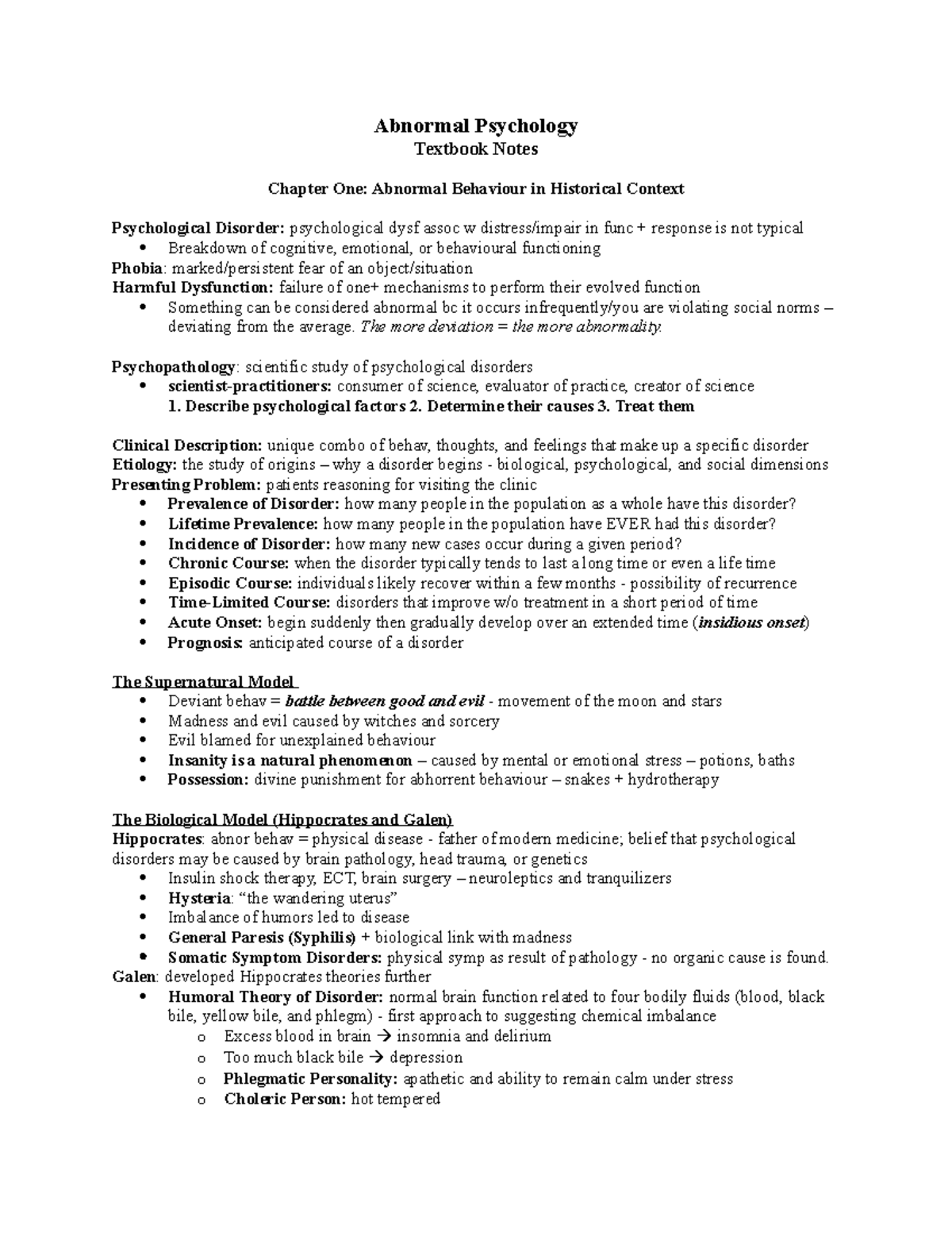 APSY 101: Lecture Notes on Abnormal Psychology and Psychopathology ...