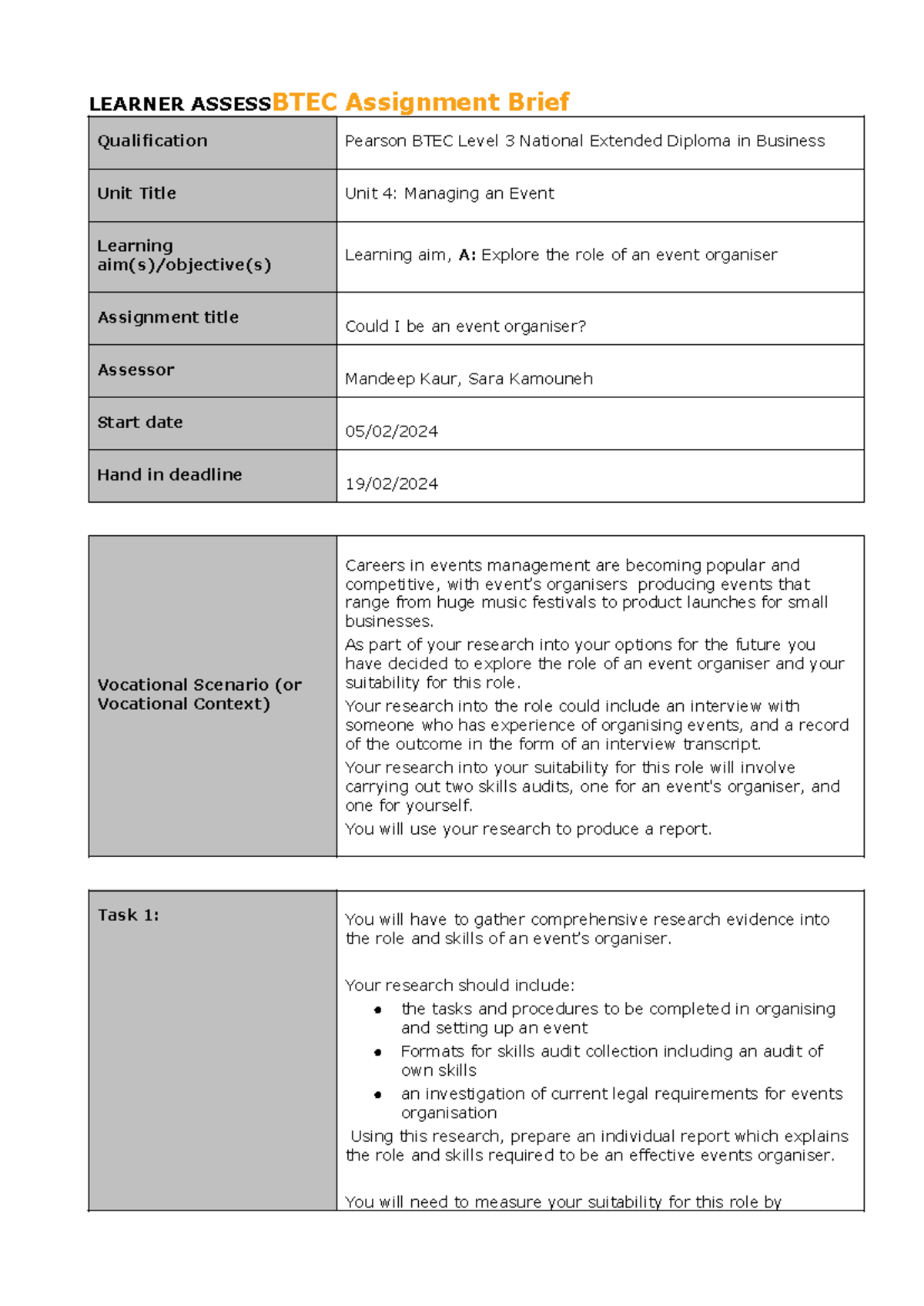 Unit 4: Event Management Assignment - Exploring Event Organiser Roles ...