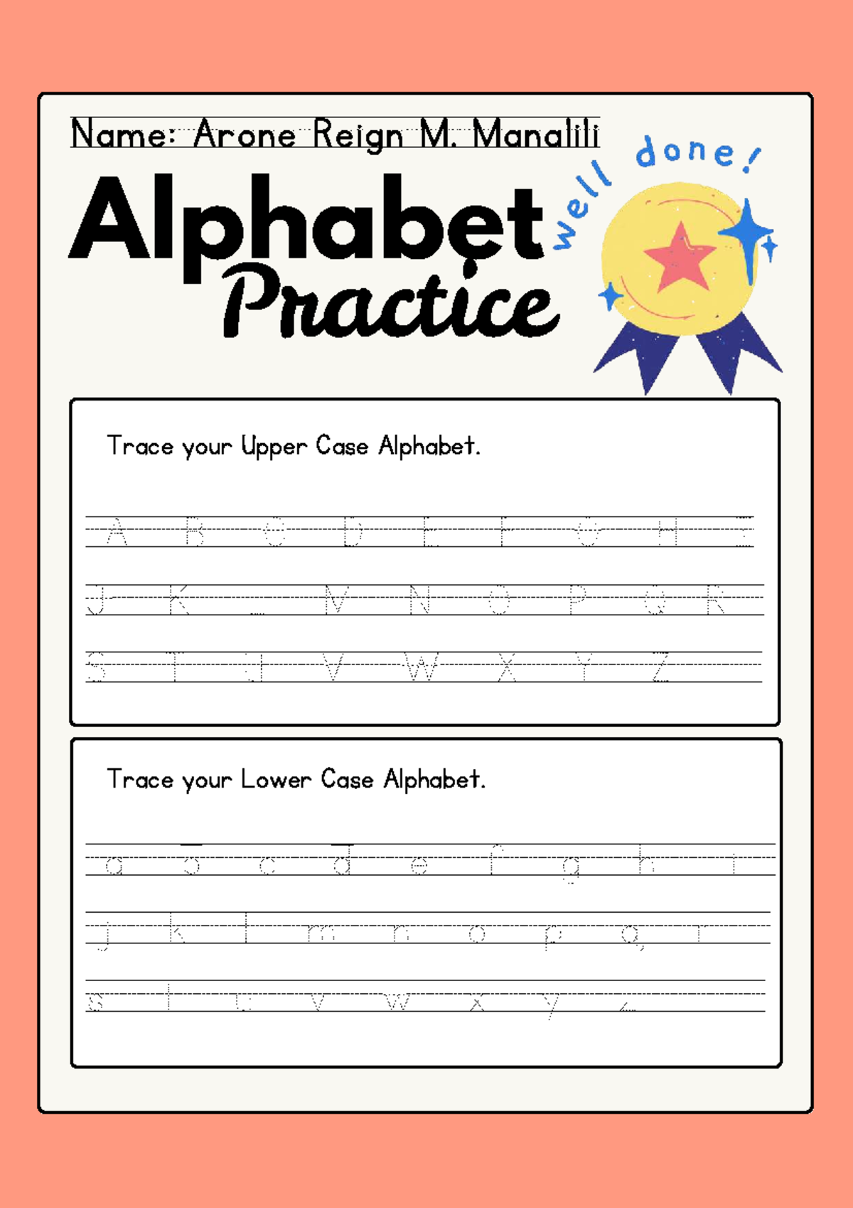 Alphabet Writing Practice Page Upper and Lower Case Printable Worksheet ...