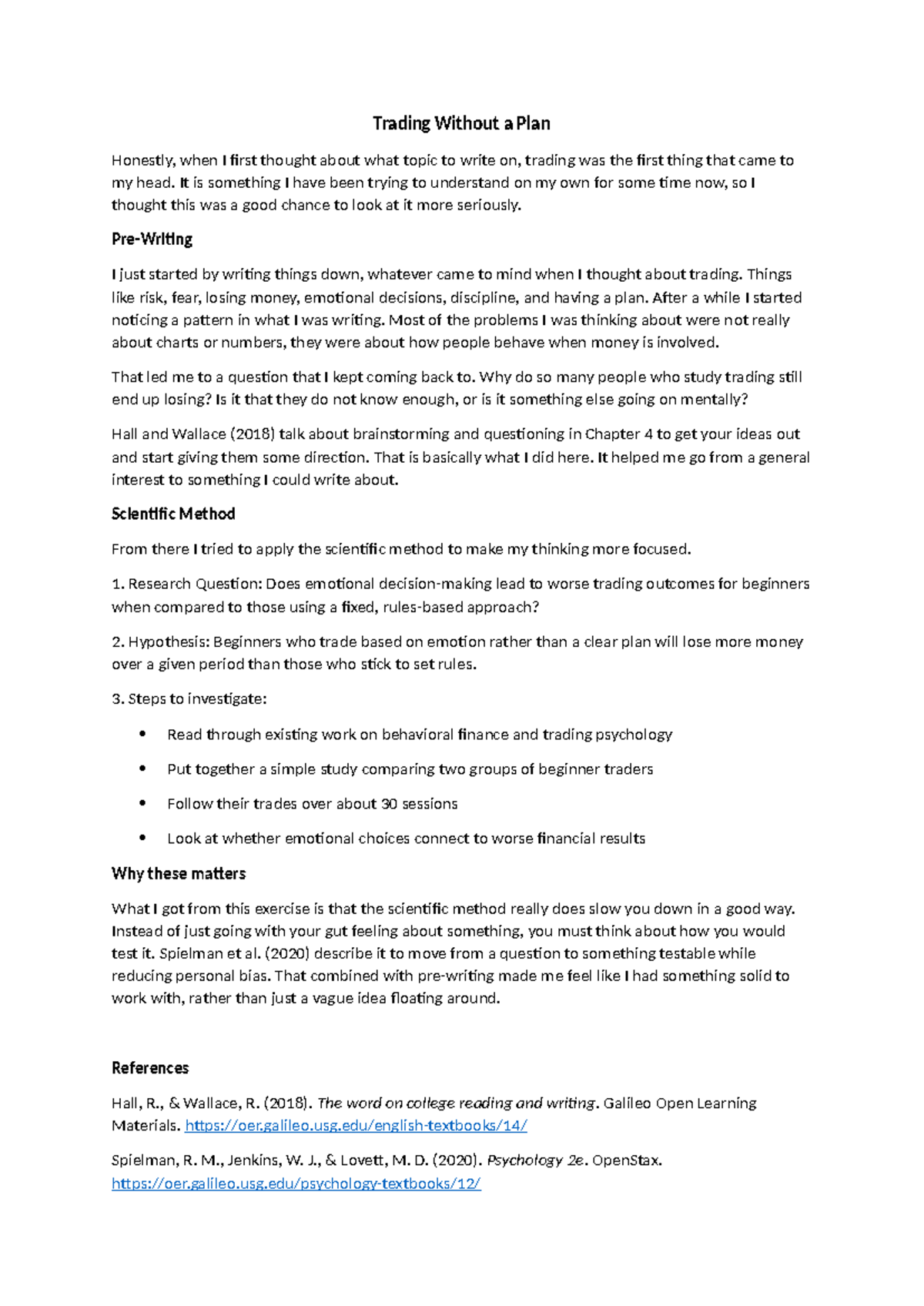 Unit 1 Discussion Post: Trading Psychology and Emotional Impact - Studocu
